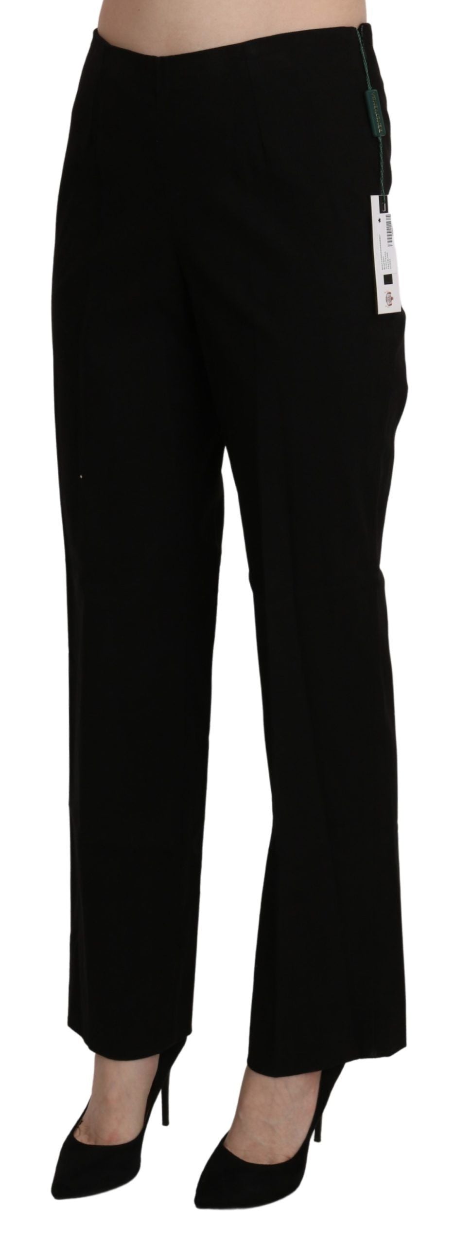 Elegant High Waist Straight Black Pants - ventzia