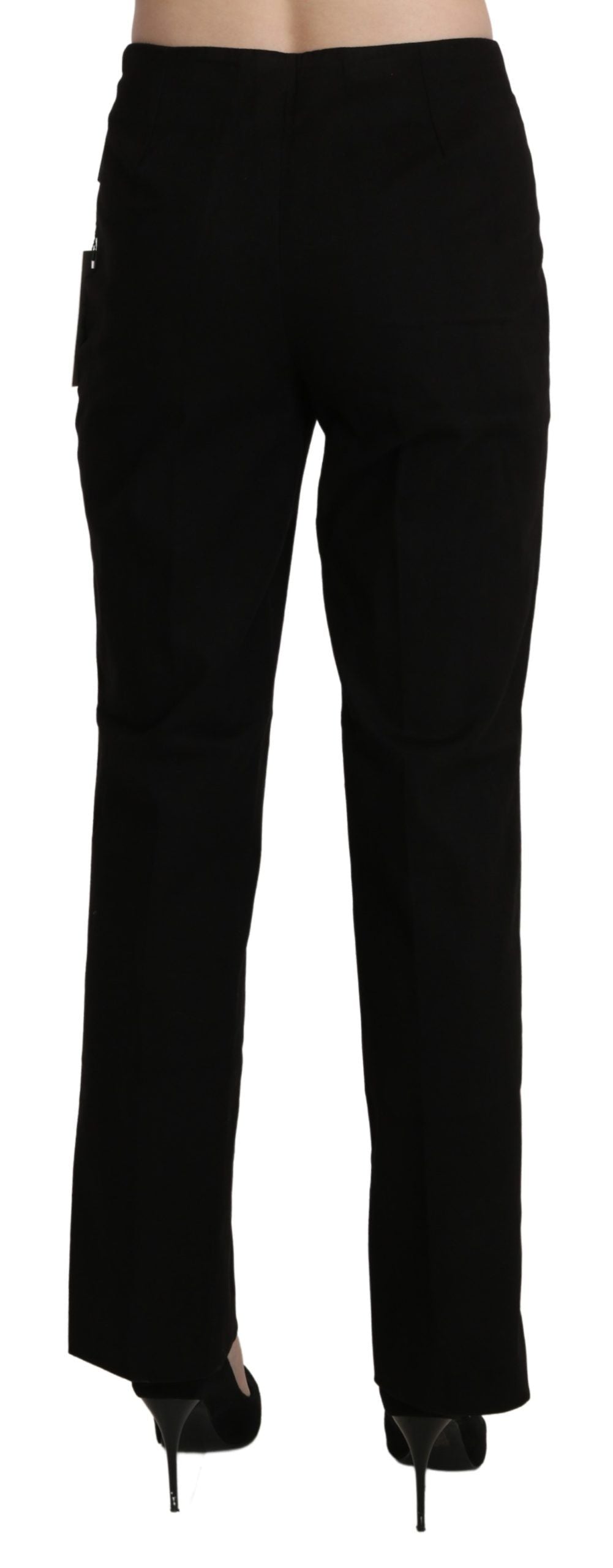 Elegant High Waist Straight Black Pants - ventzia