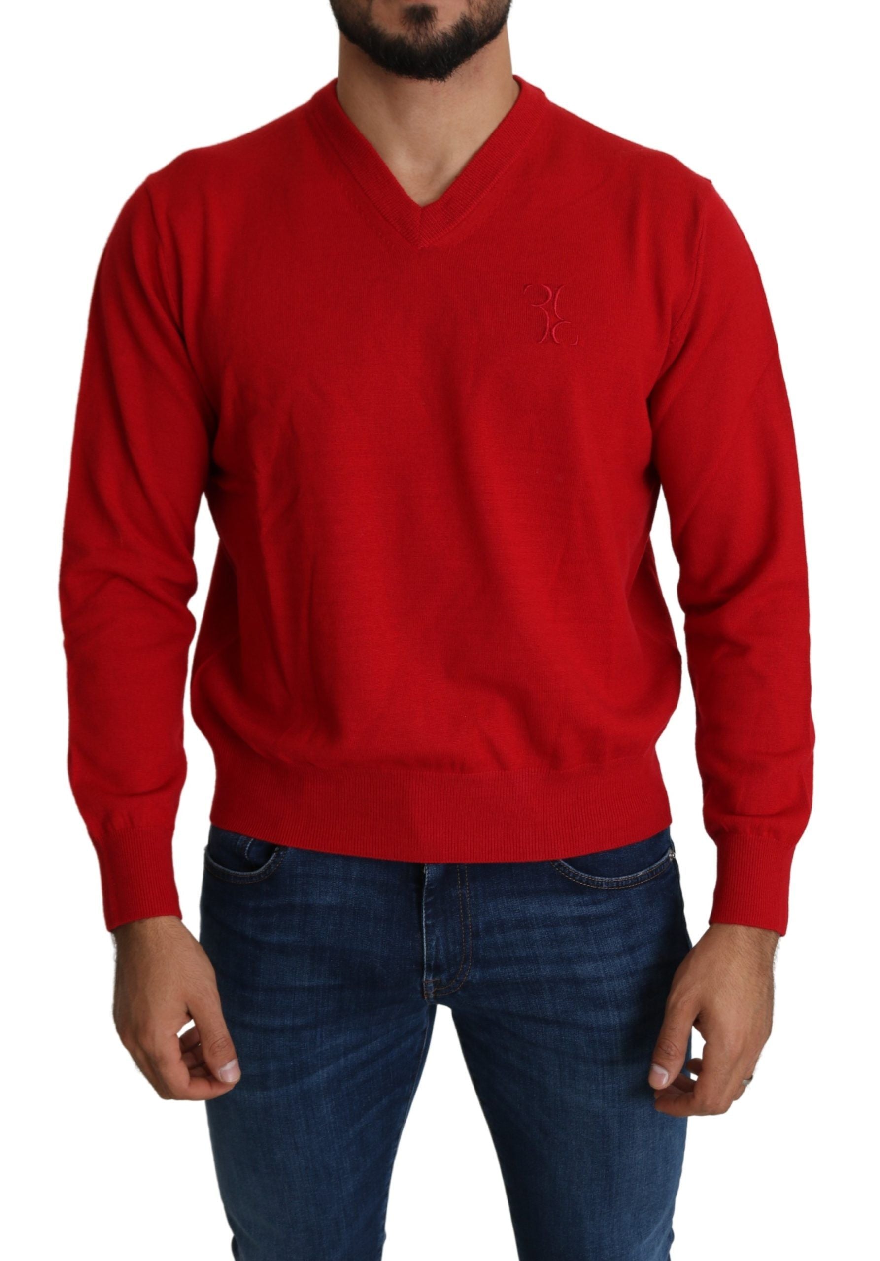Iconic Embroidered Red Wool Sweater - ventzia