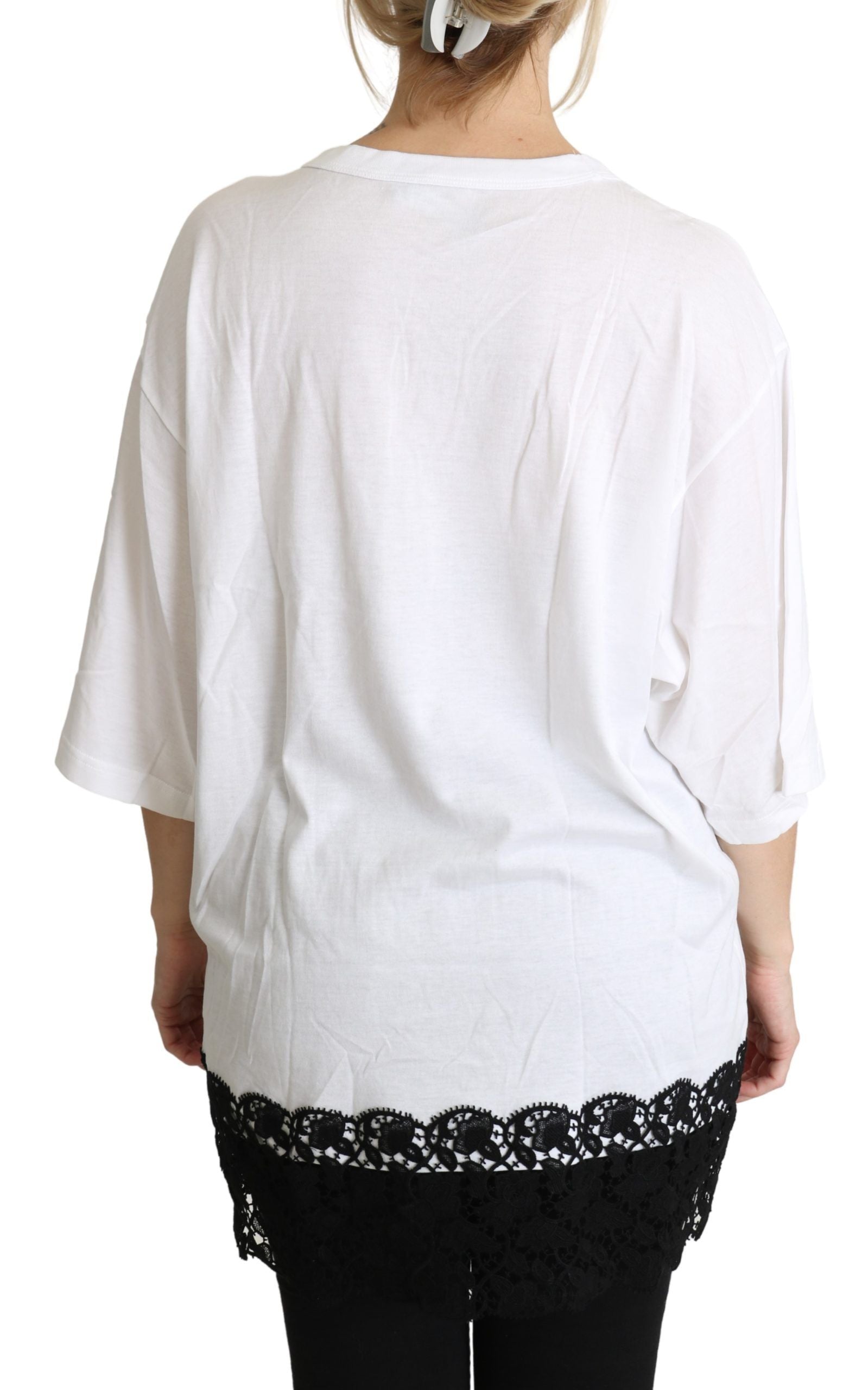 Elegant White Cotton Blend T-Shirt - ventzia