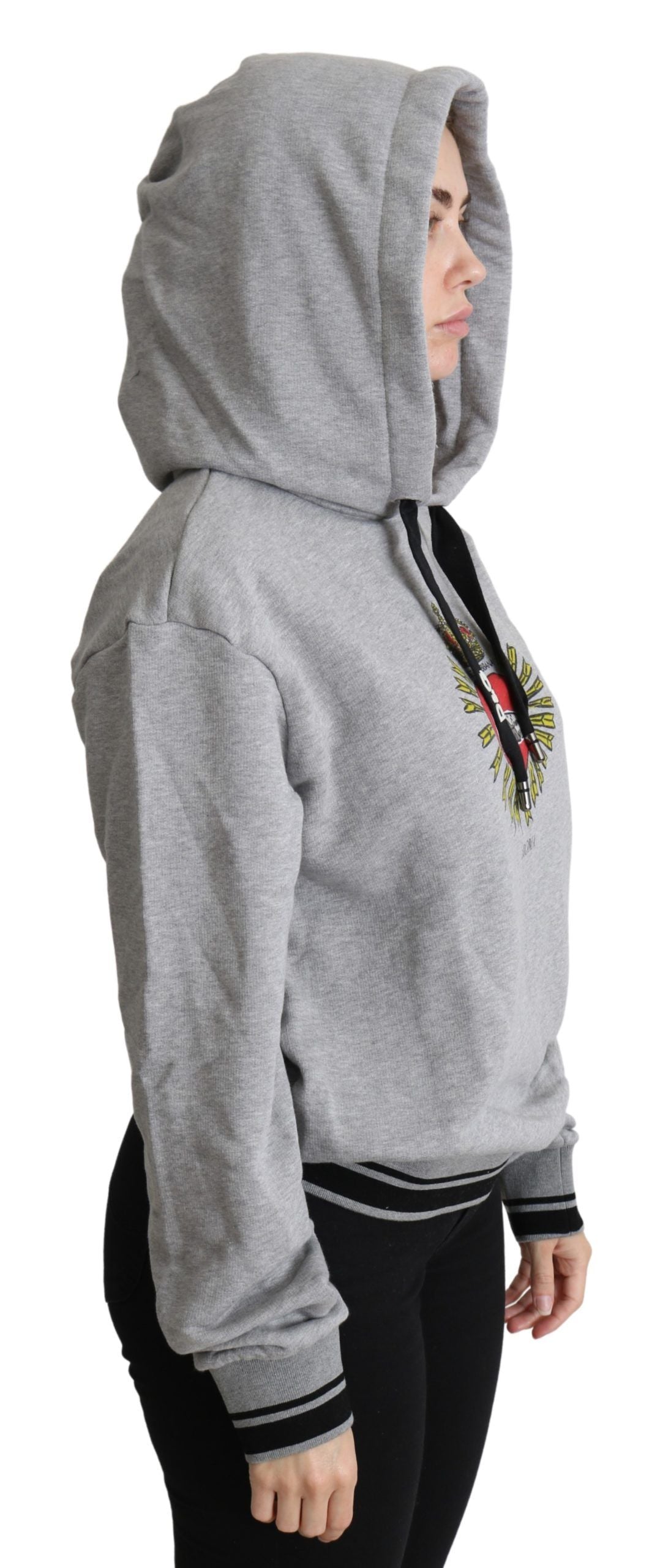Exclusive Hooded Gray Cotton Sweater - ventzia