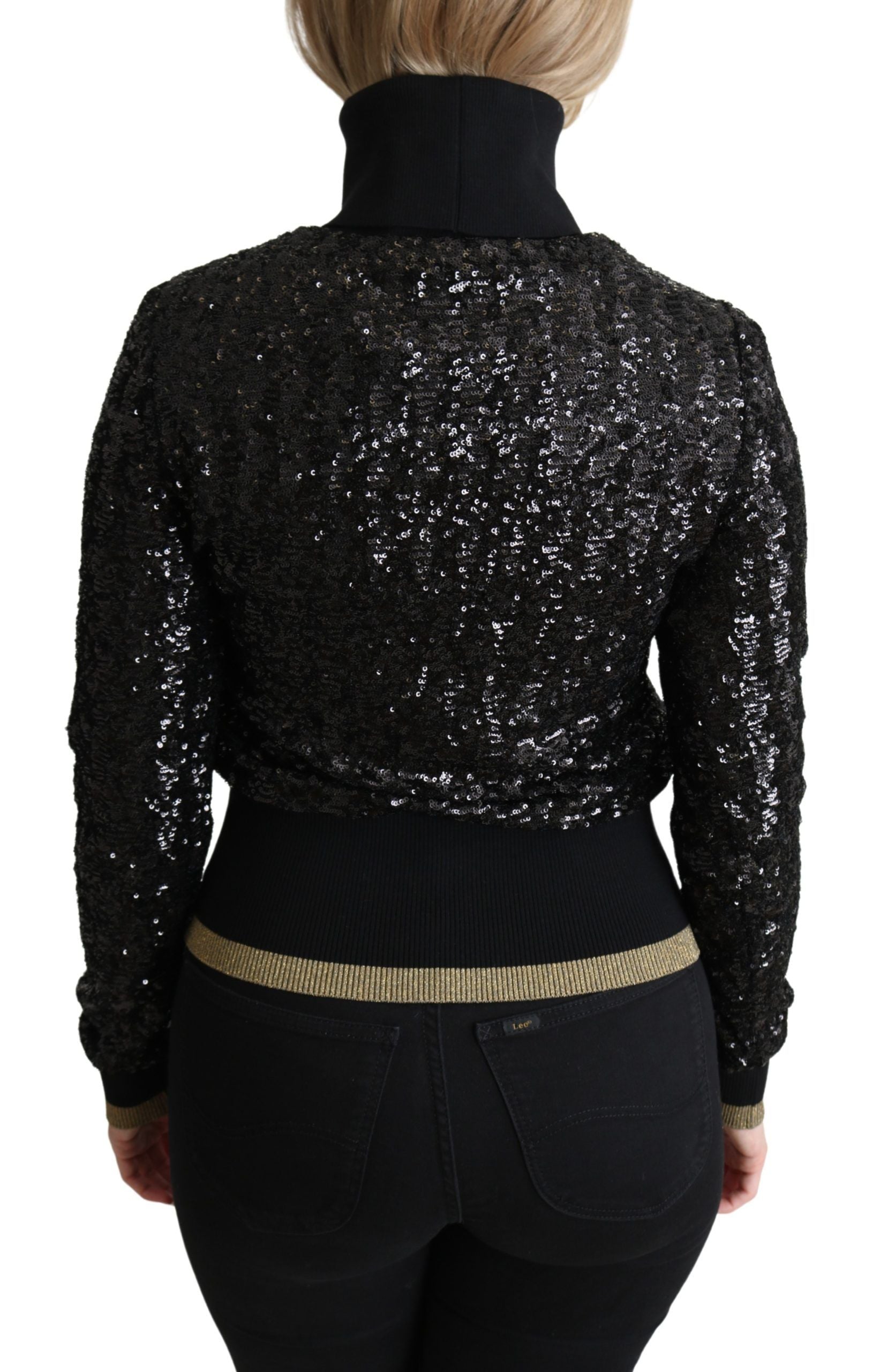 Elegant Sequined Turtleneck Sweater - ventzia
