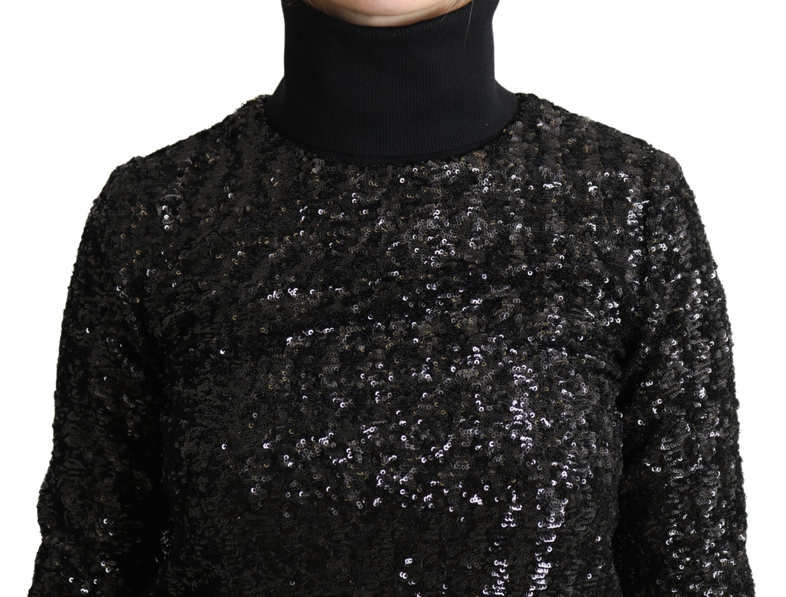 Elegant Sequined Turtleneck Sweater - ventzia