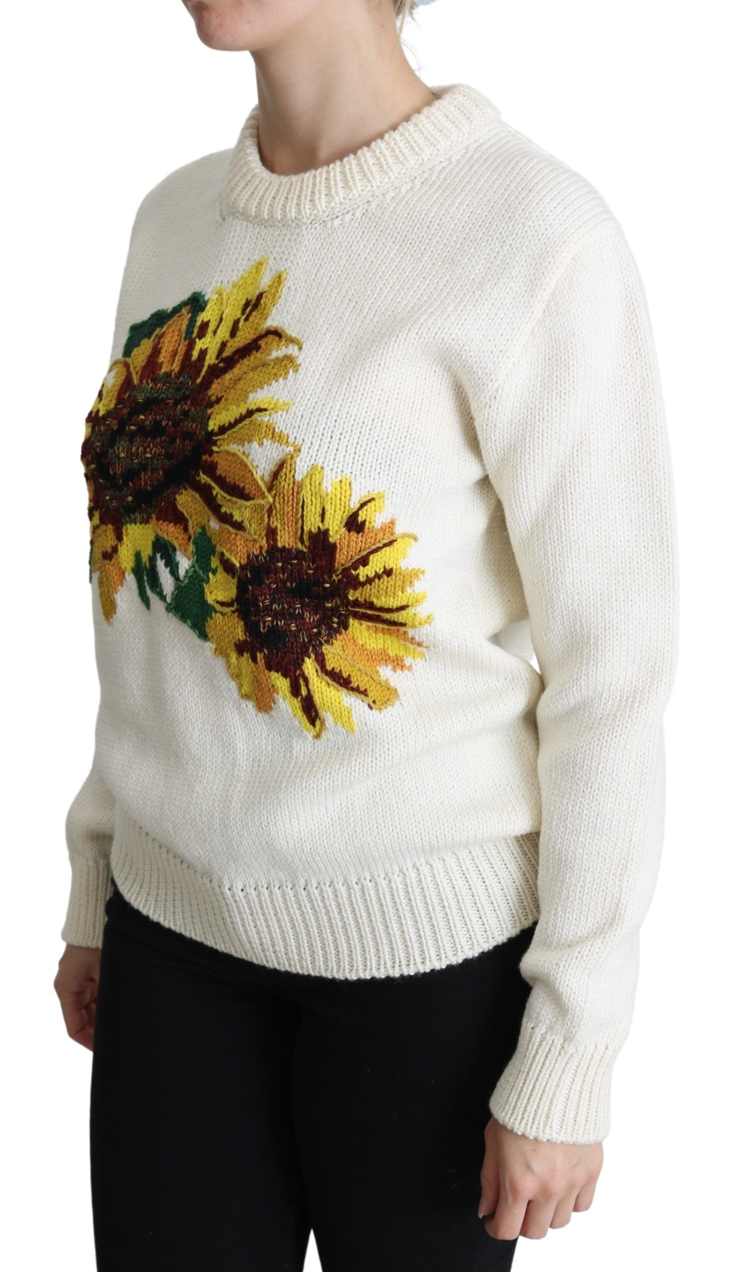 Elegant Knitted Sunflower Sweater - ventzia