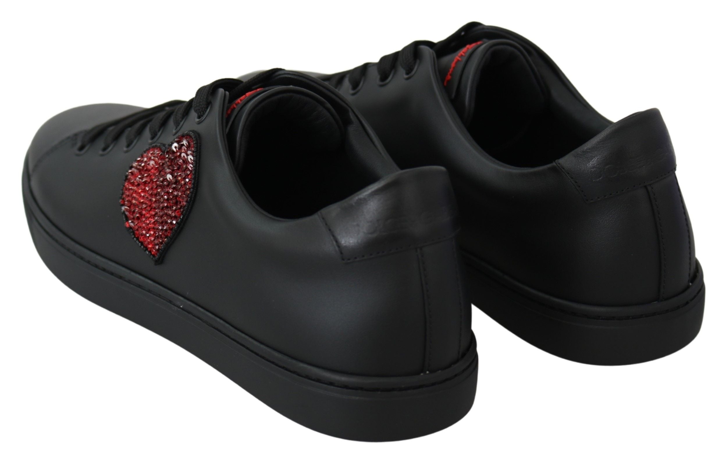 Elegant Leather Sneakers with Red Accents - ventzia