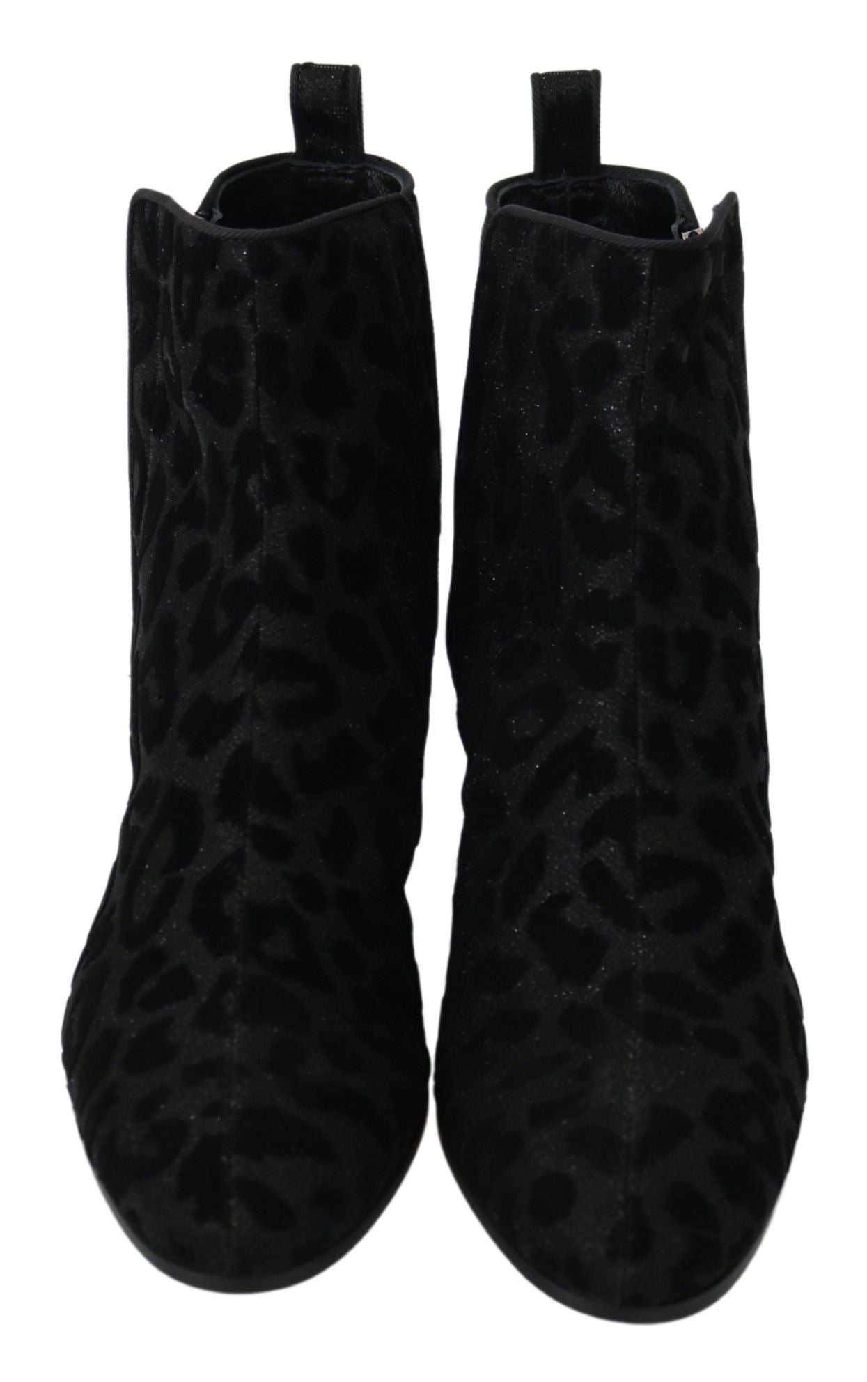 Elegant Black Leopard Print Short Boots - ventzia