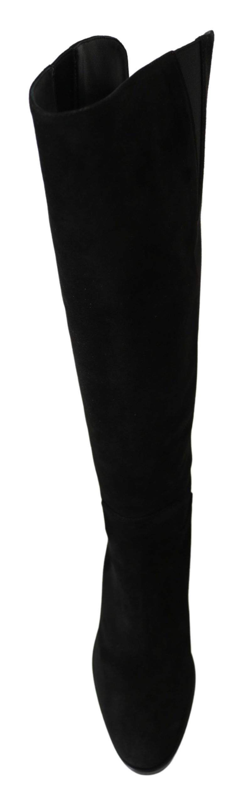 Elegant Black Suede Knee High Boots - ventzia