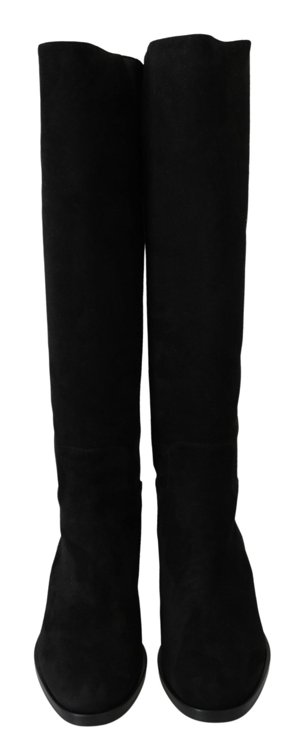 Elegant Black Suede Knee High Boots - ventzia