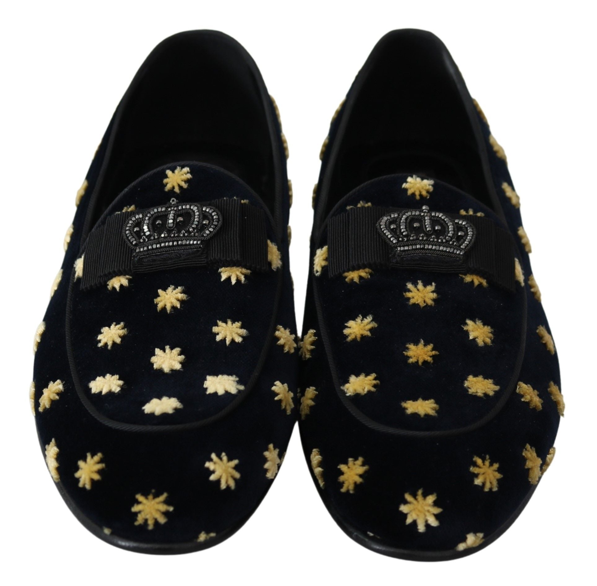 Elegant Velvet Crown Embroidery Loafers - ventzia