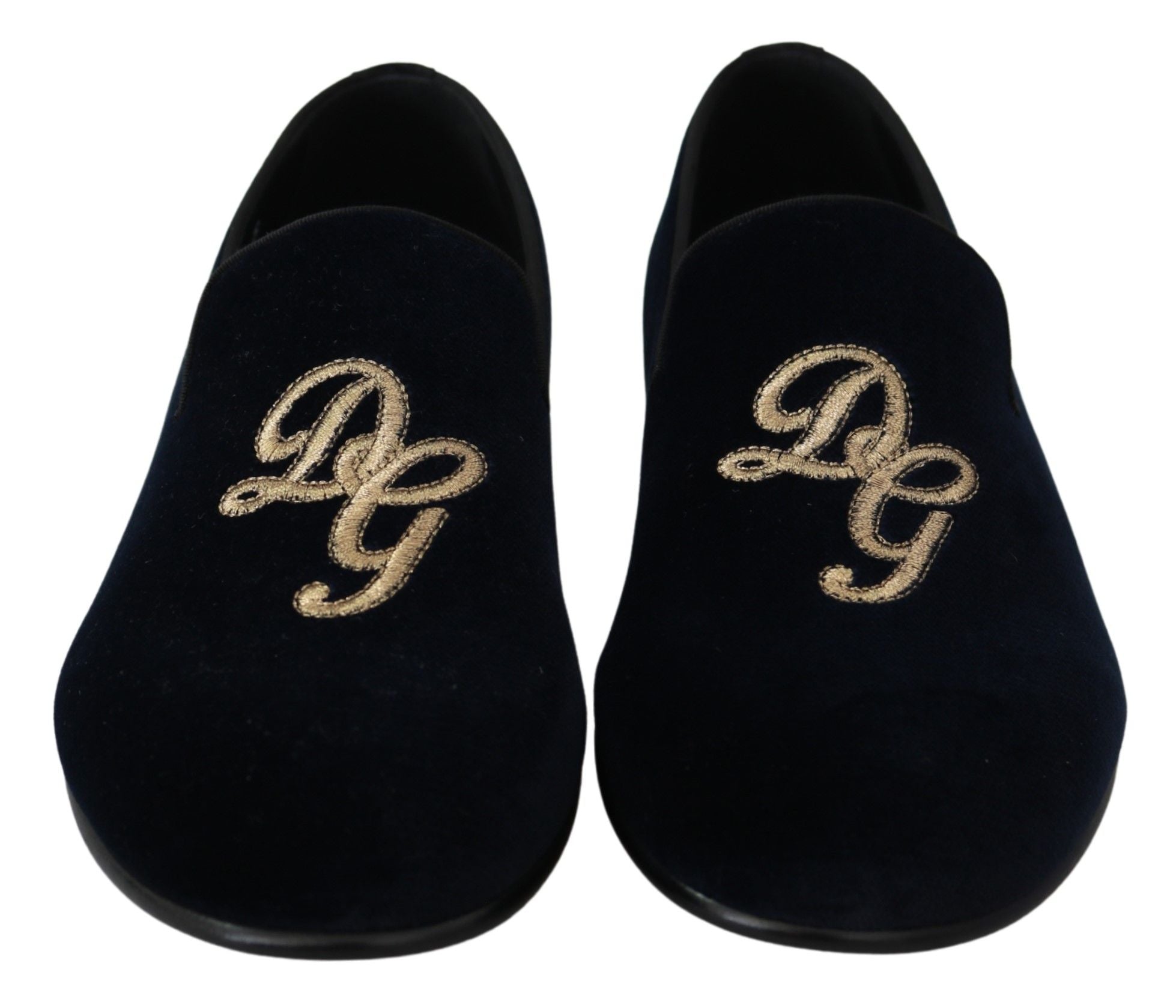 Elegant Blue Embroidered Loafers - ventzia
