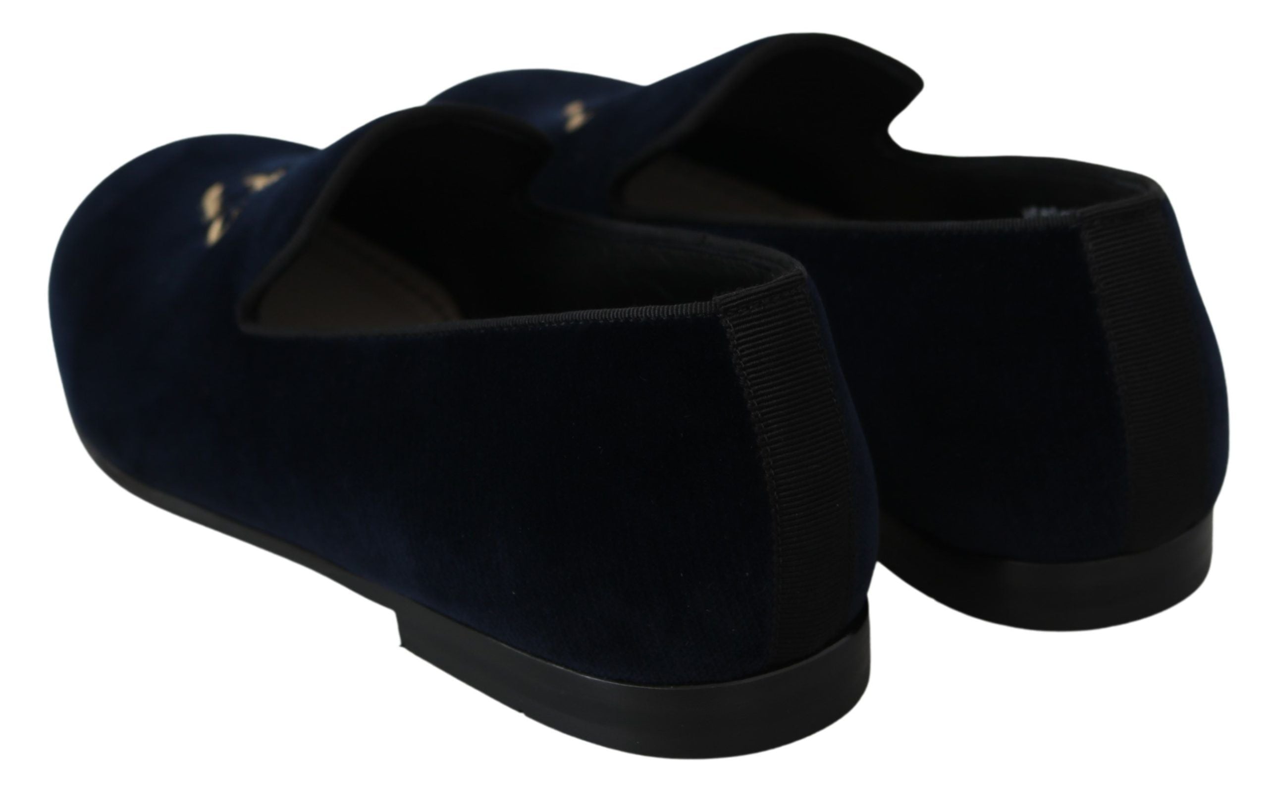 Elegant Blue Embroidered Loafers - ventzia