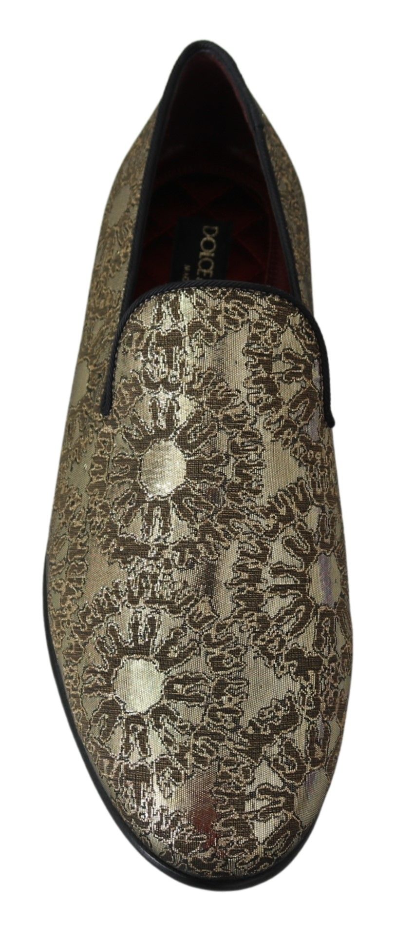 Gold Bordeaux Loafers Slides Dress Shoes - ventzia