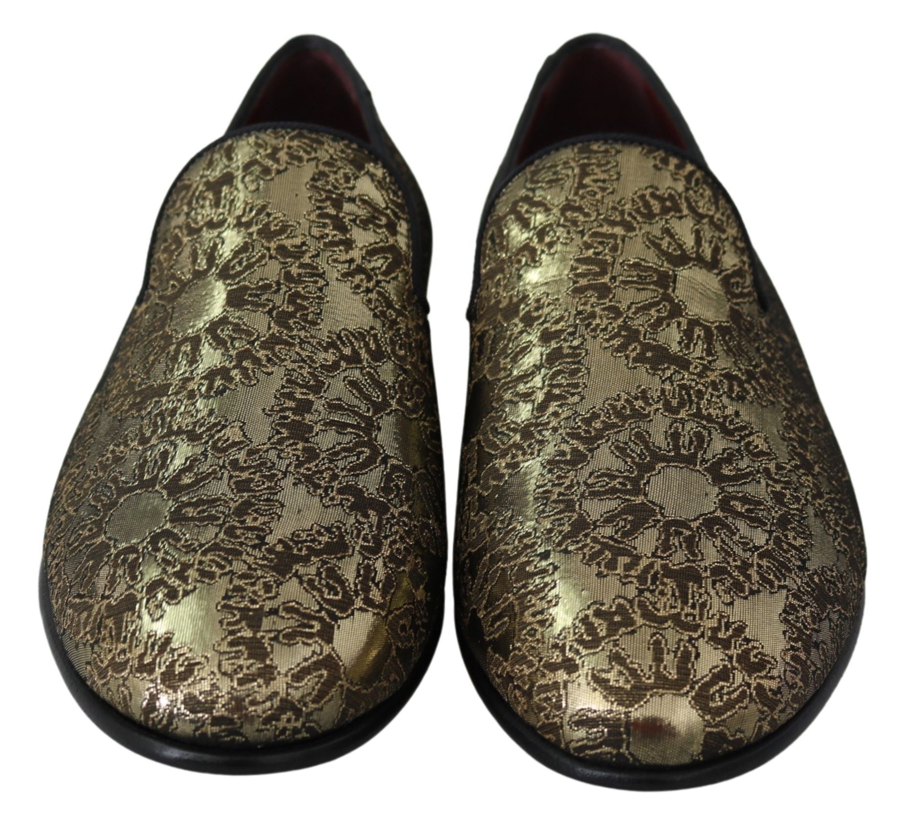 Gold Bordeaux Loafers Slides Dress Shoes - ventzia