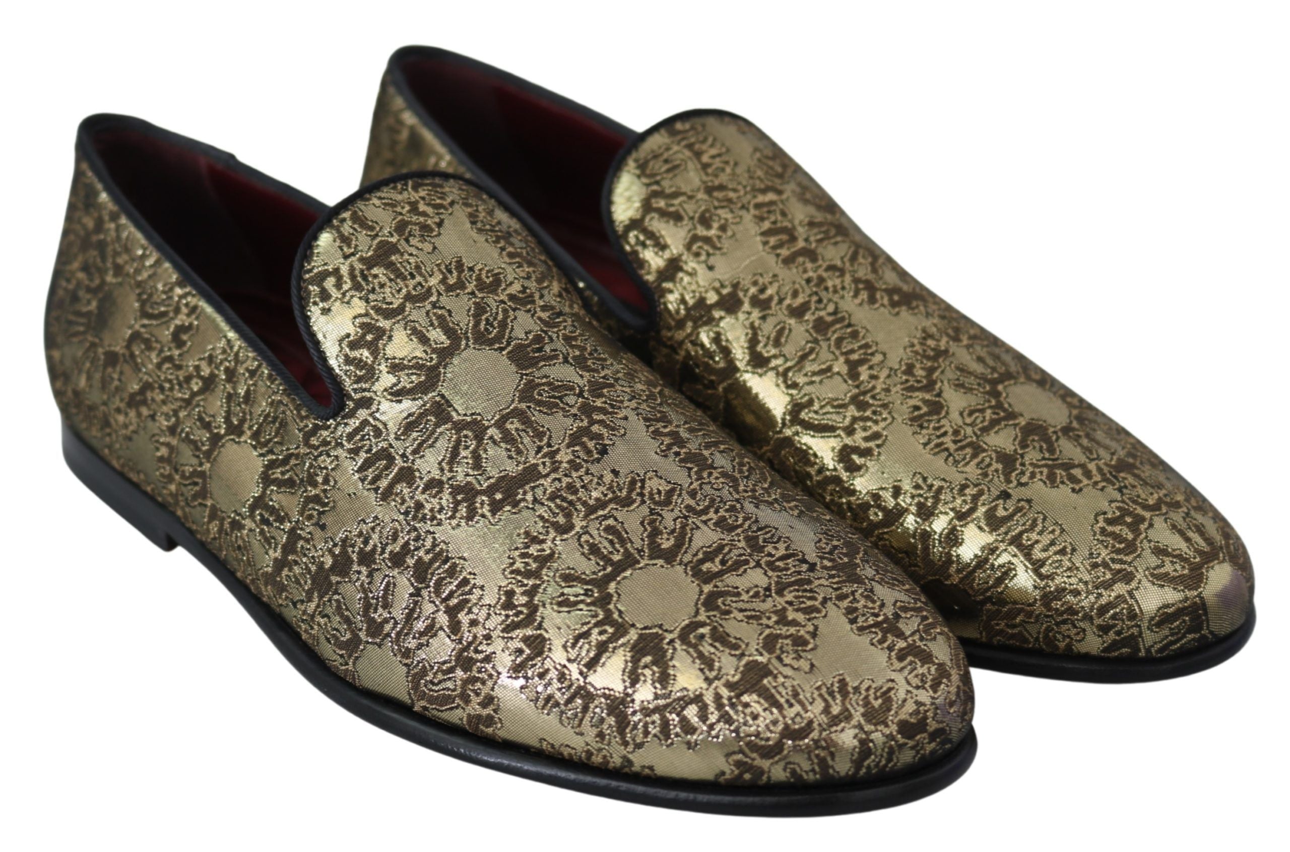 Gold Bordeaux Loafers Slides Dress Shoes - ventzia