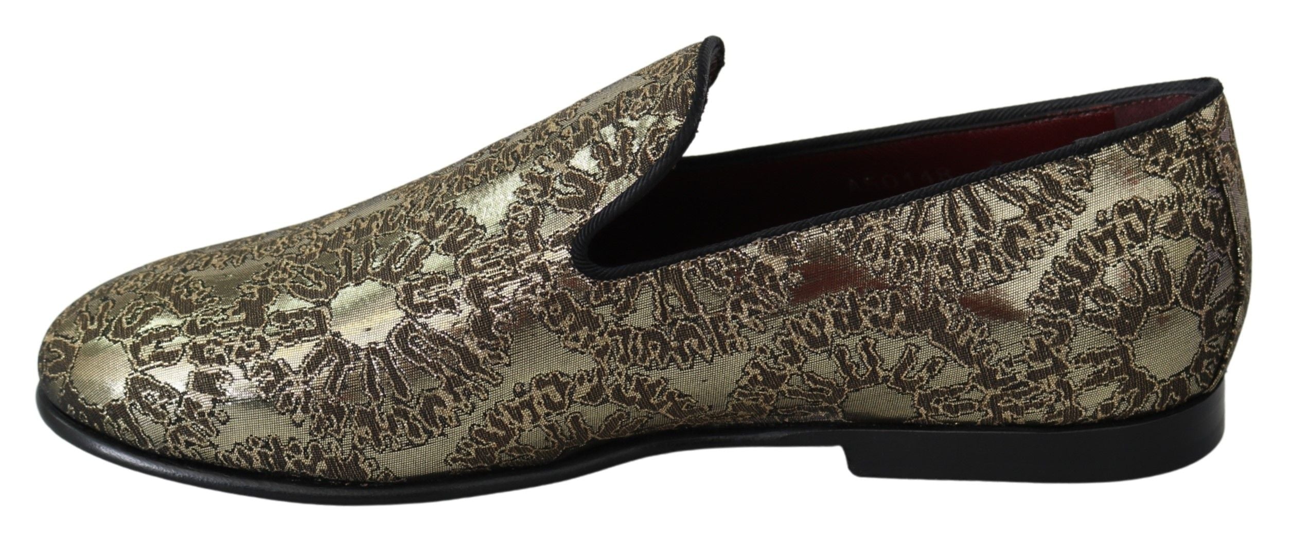 Gold Bordeaux Loafers Slides Dress Shoes - ventzia