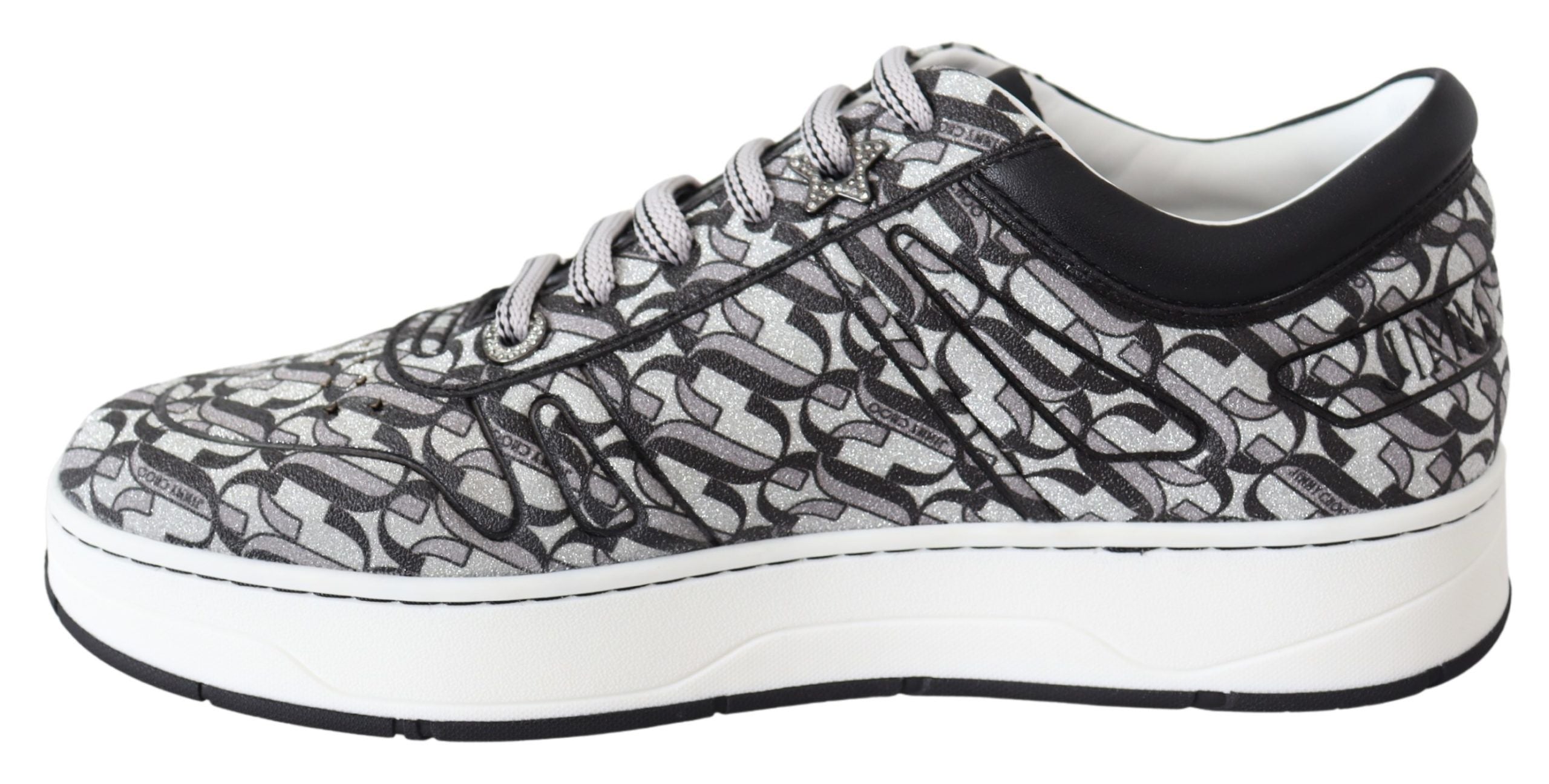 Glittering Slip-On Sneakers - Silver and Black - ventzia