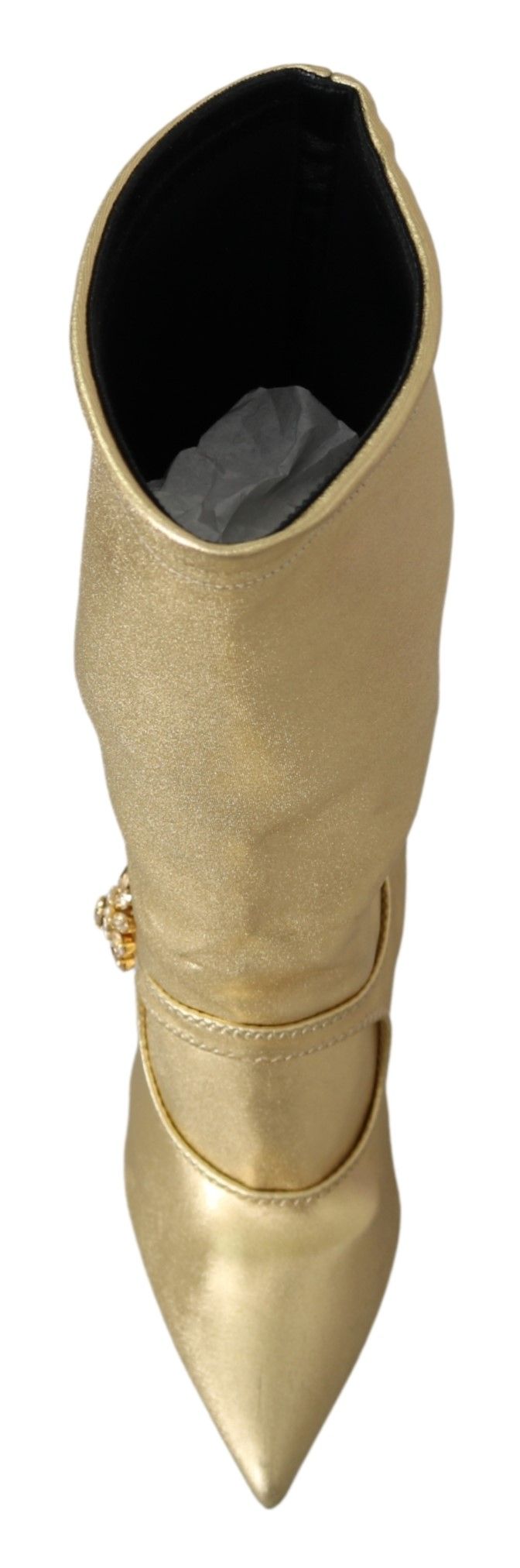 Elegant Gold Ankle Boots Socks with Rhinestones - ventzia