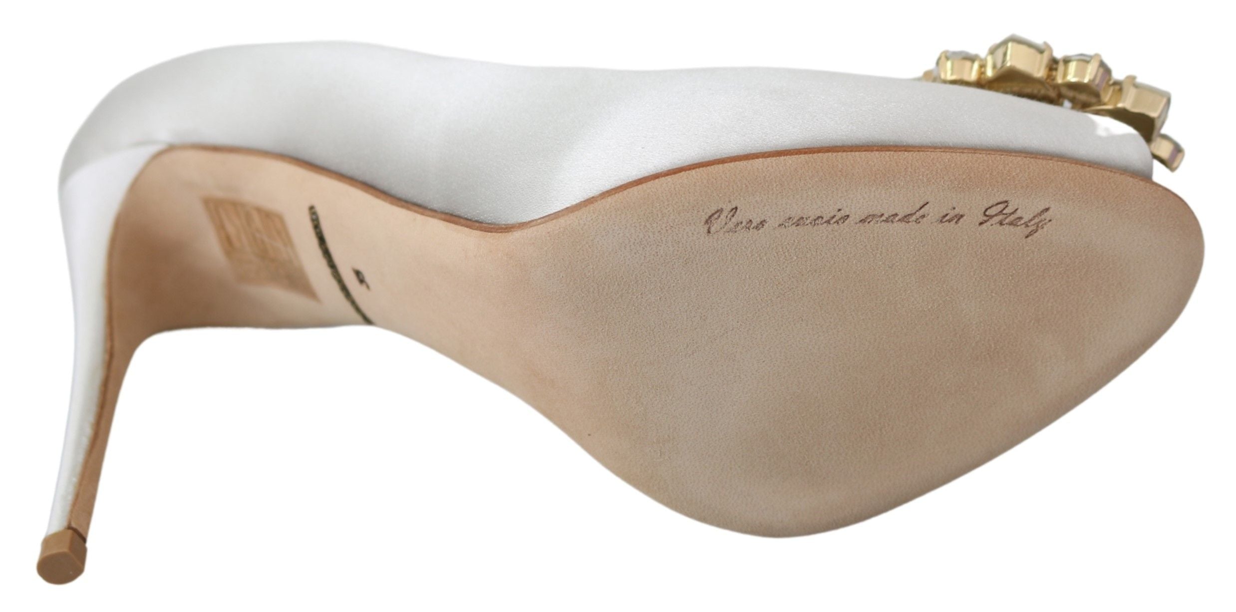 White Crystal Peep Toe Silk Blend Heels - ventzia