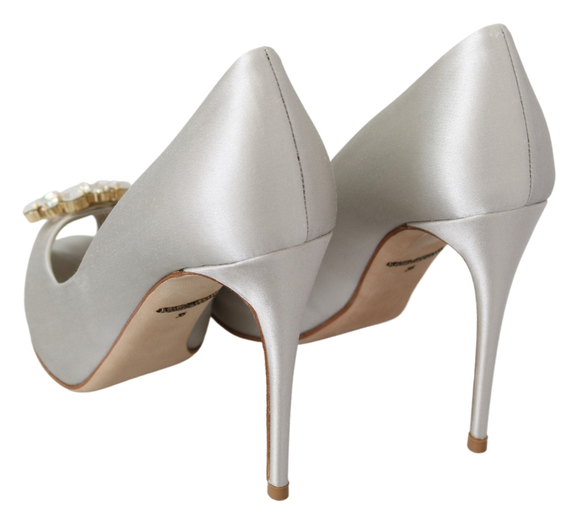 White Crystal Peep Toe Silk Blend Heels - ventzia