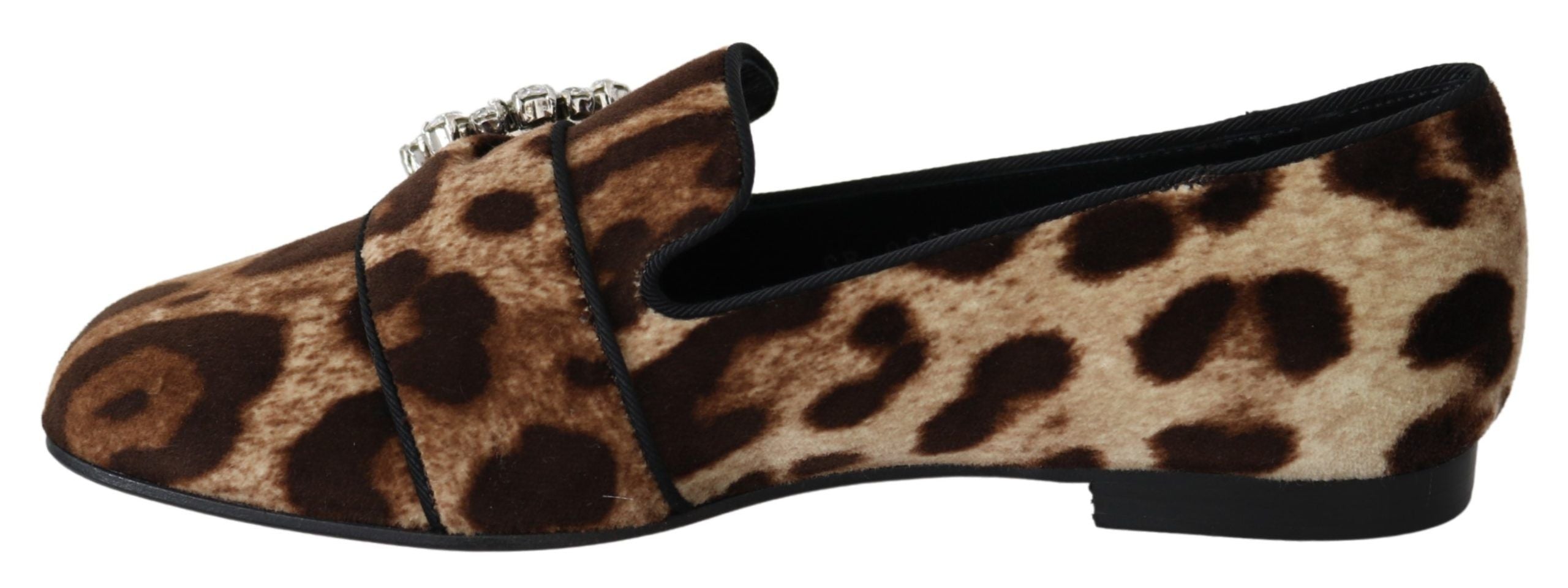 Leopard Print Crystal Embellished Loafers - ventzia