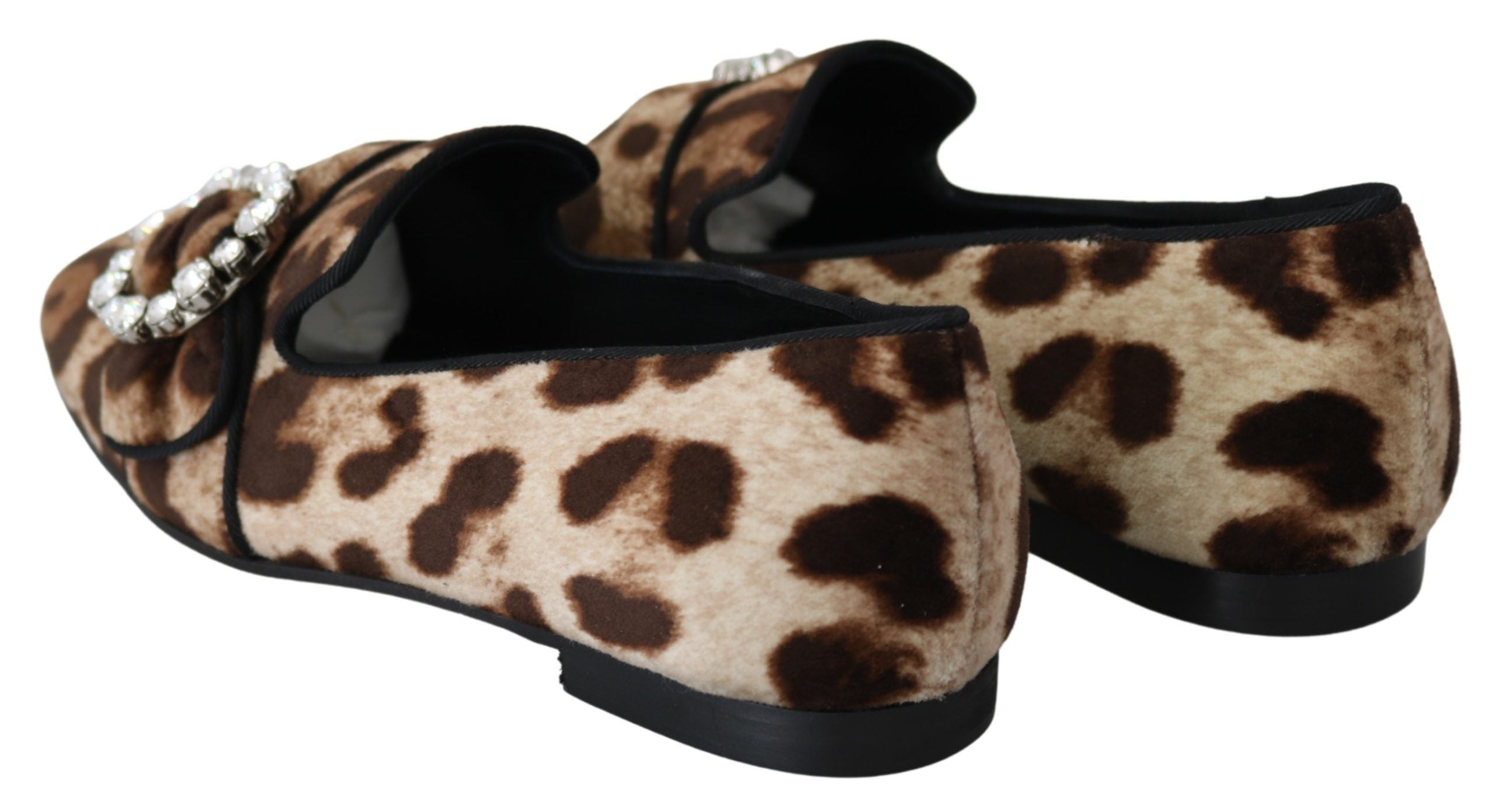 Leopard Print Crystal Embellished Loafers - ventzia