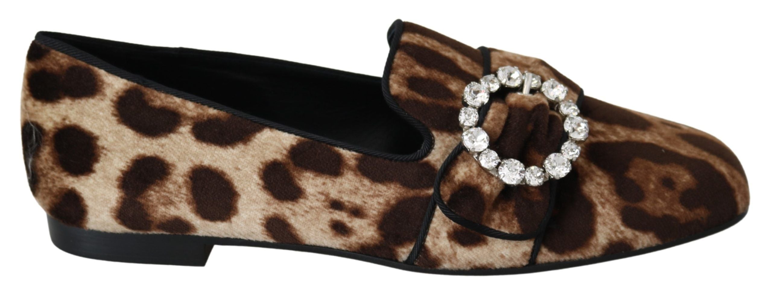 Leopard Print Crystal Embellished Loafers - ventzia