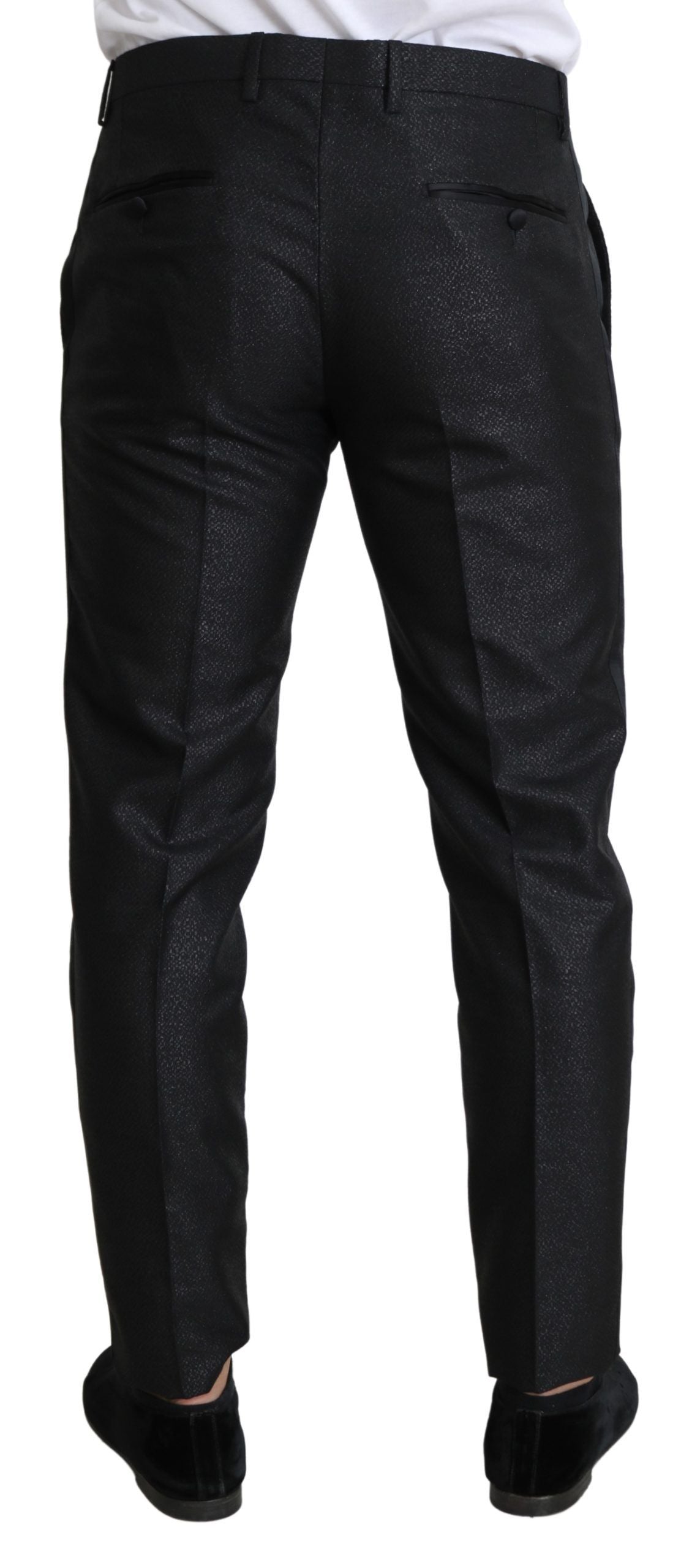 Elegant Metallic Black Dress Pants - ventzia