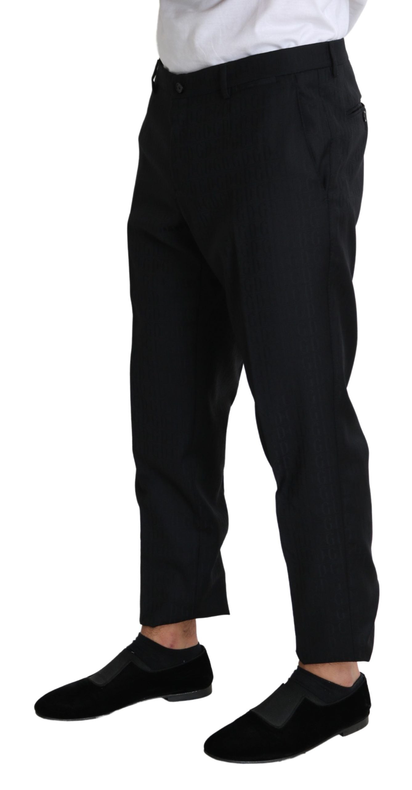 Elegant Black Virgin Wool Cropped Pants - ventzia