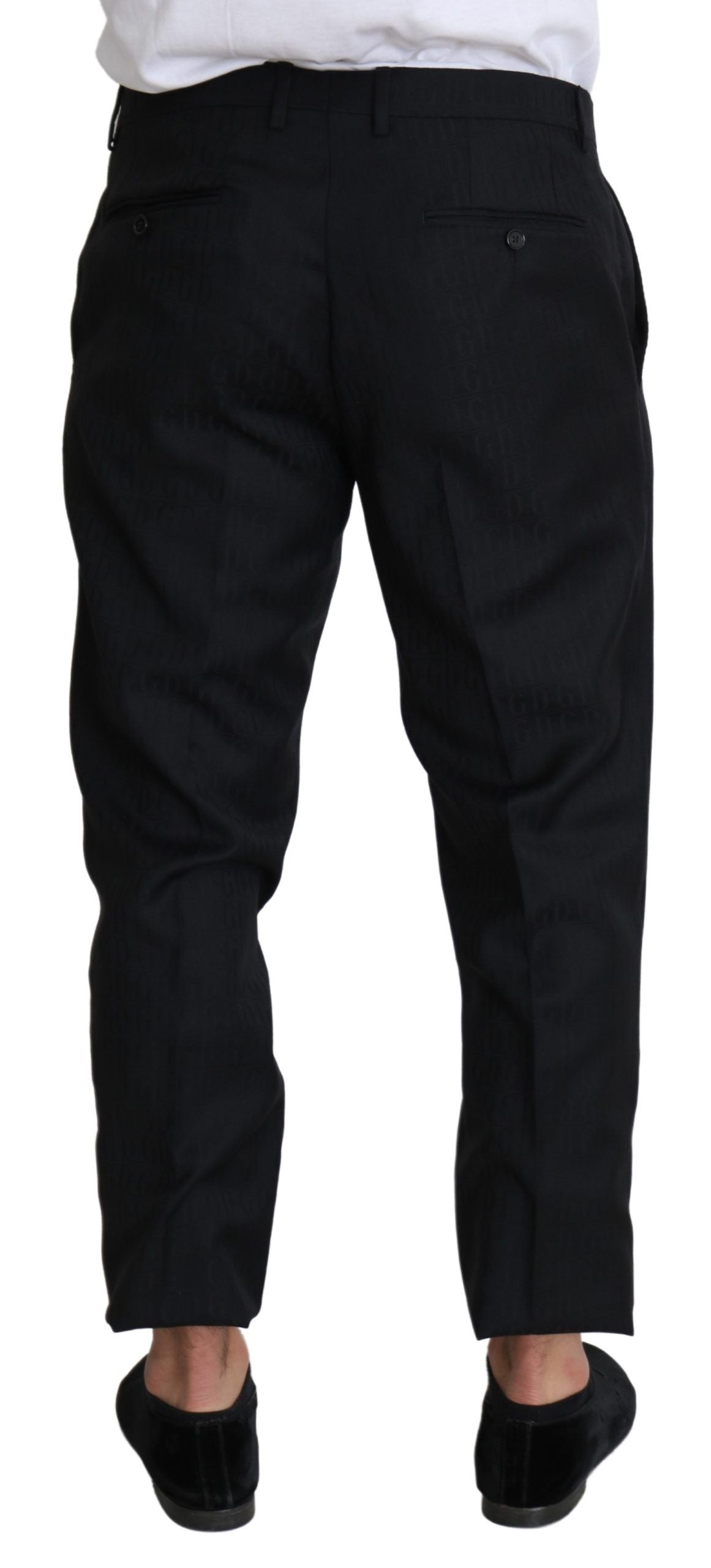 Elegant Black Virgin Wool Cropped Pants - ventzia
