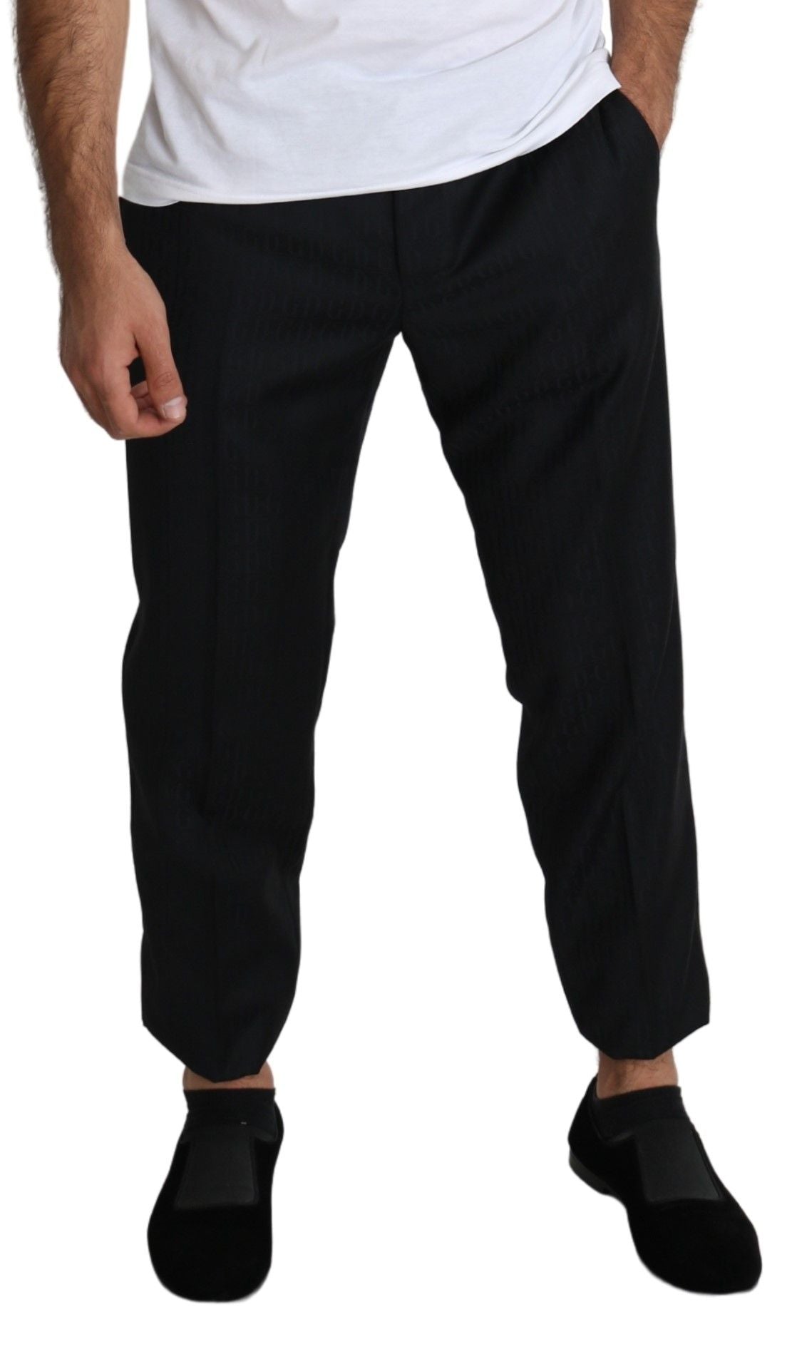 Elegant Black Virgin Wool Cropped Pants - ventzia