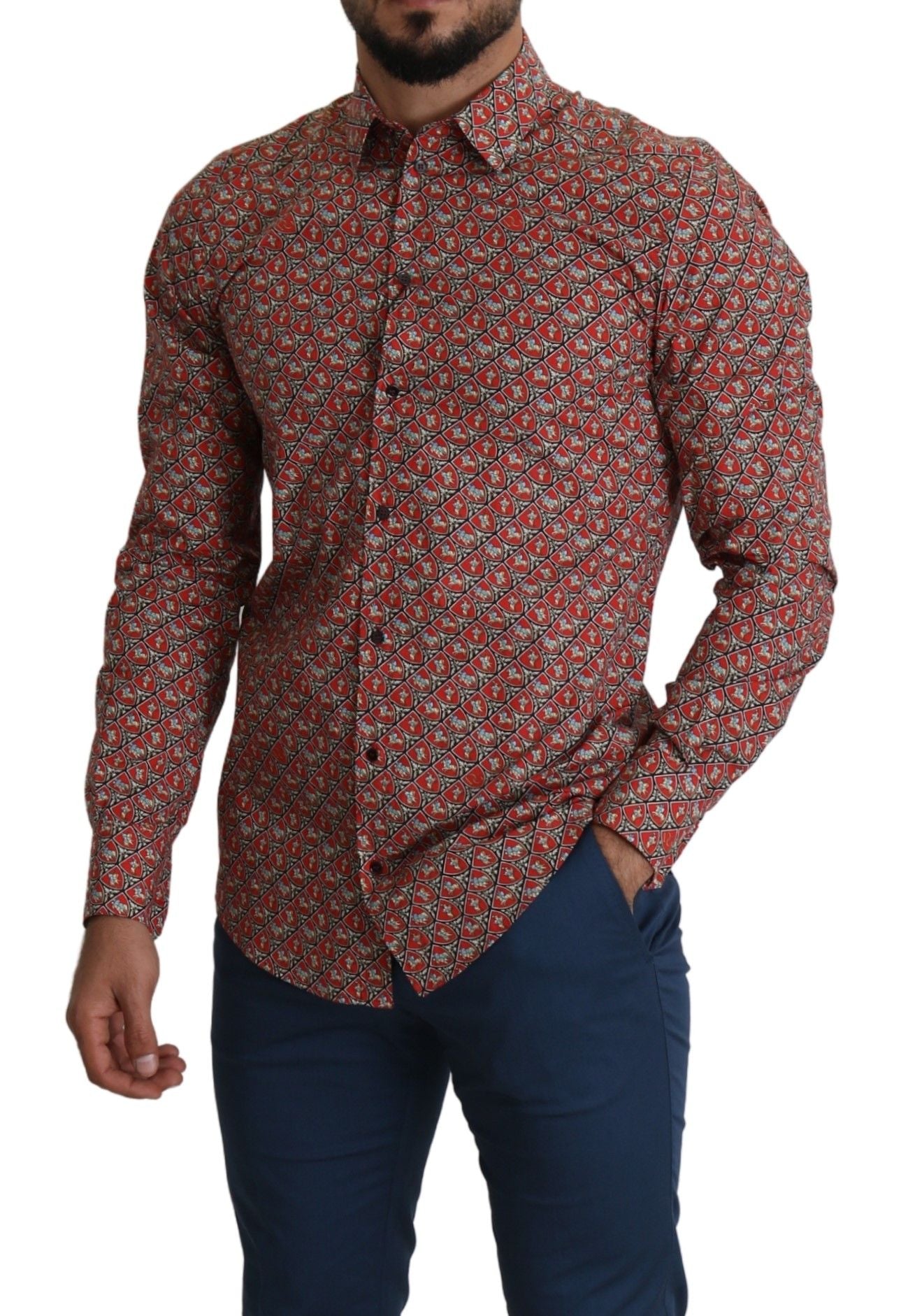 Elegant Red Martini Fit Cotton Shirt - ventzia
