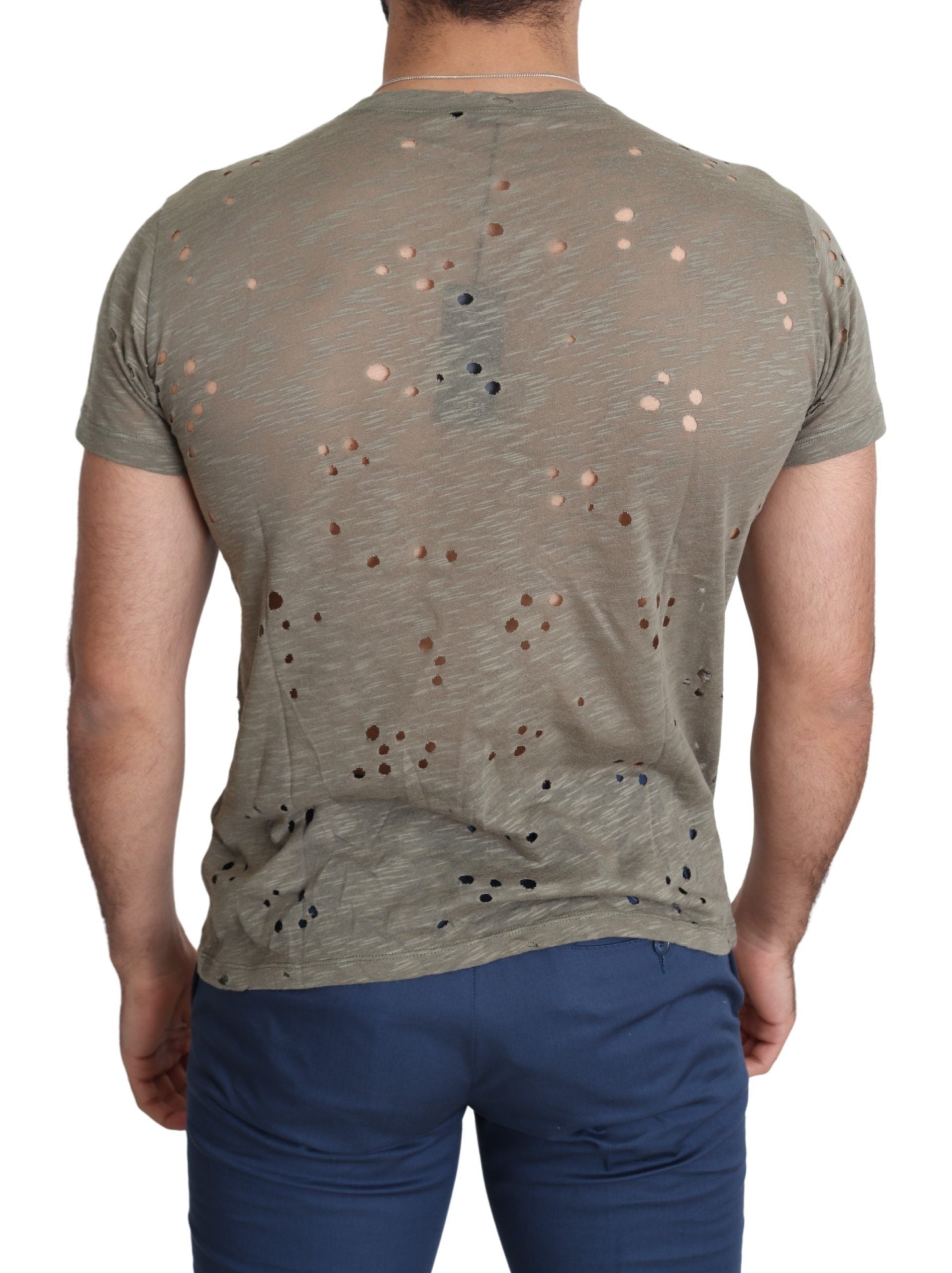 Chic Brown Cotton Stretch T-Shirt - ventzia