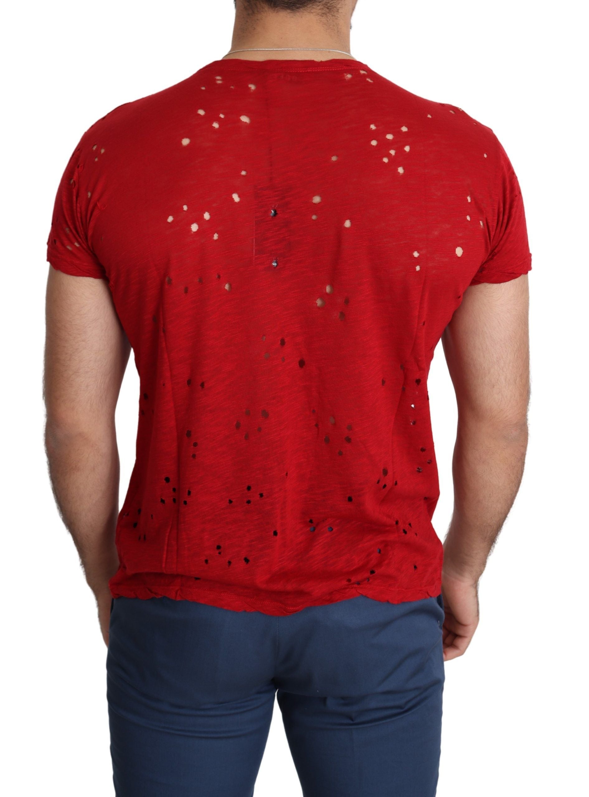 Radiant Red Cotton Stretch T-Shirt - ventzia