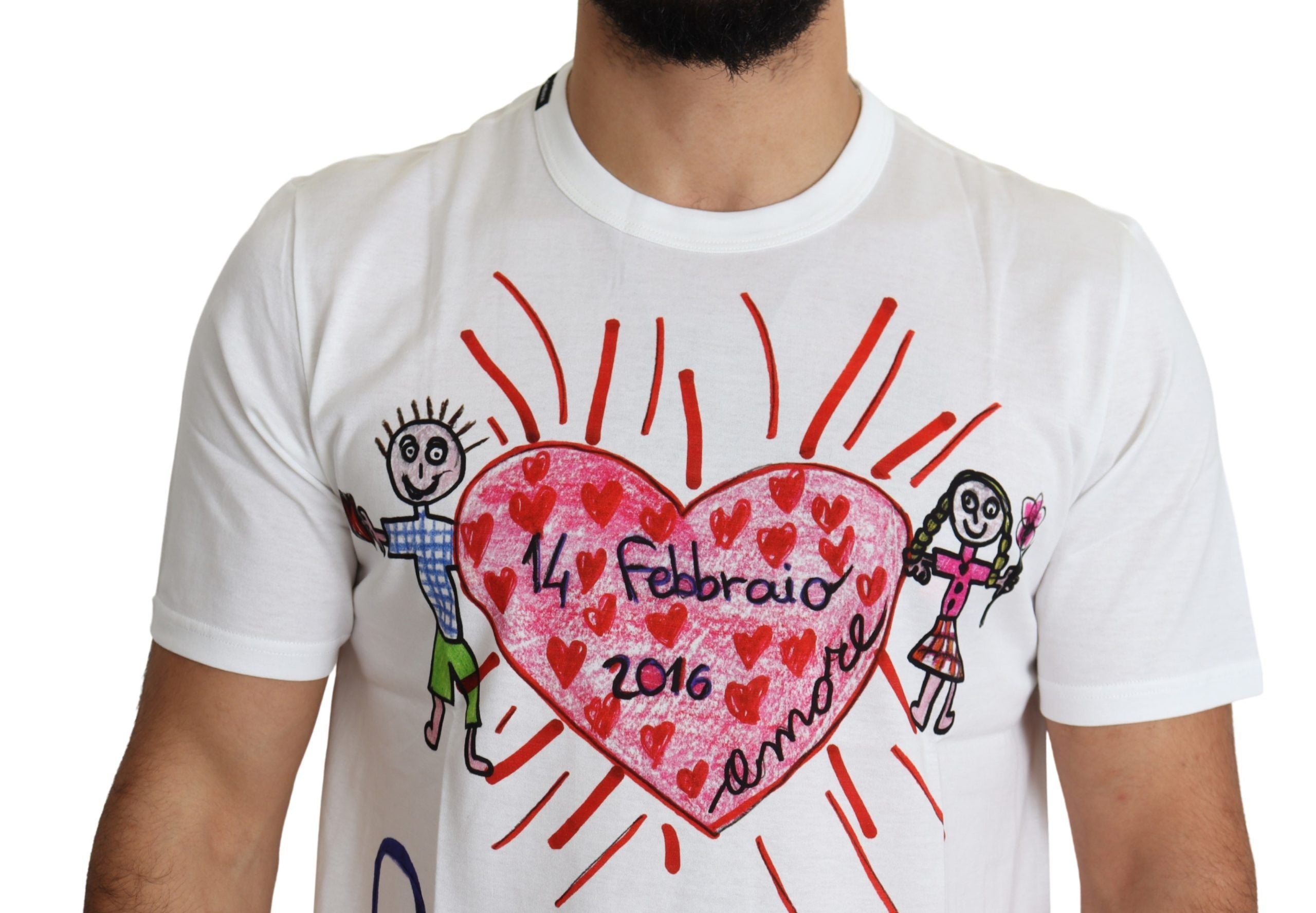 Romantic Heart Print Crew Neck Tee - ventzia