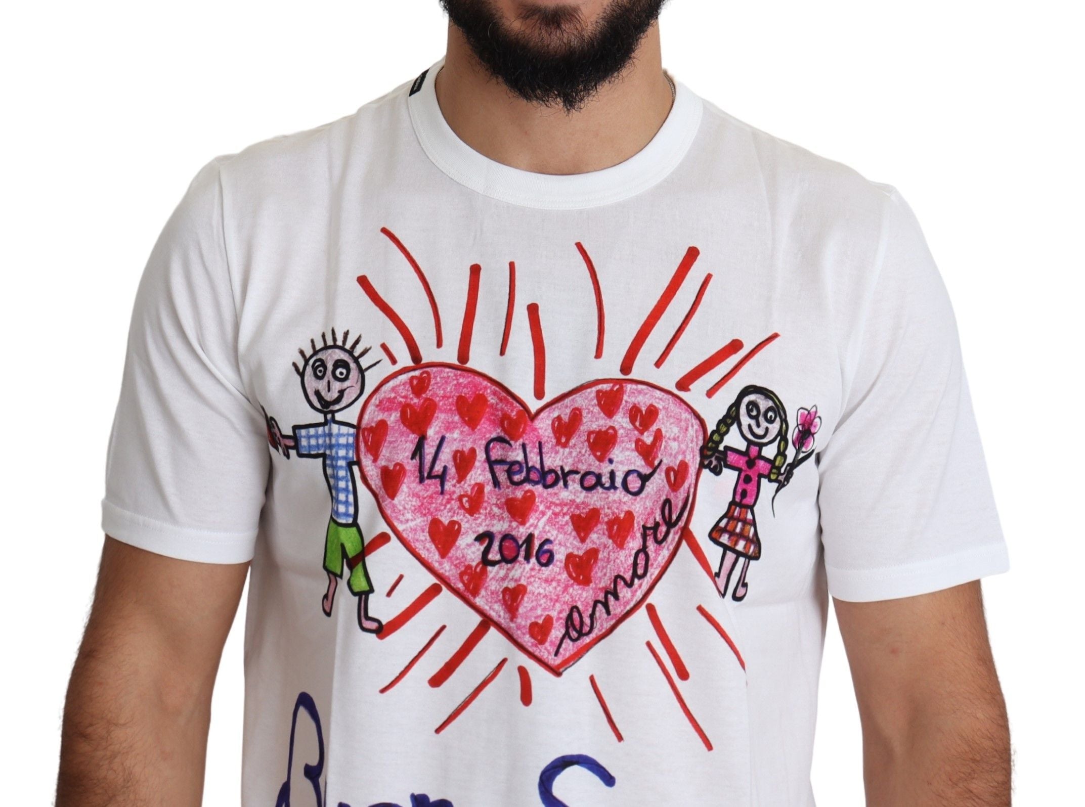 Romantic Heart Print Crew Neck Tee - ventzia