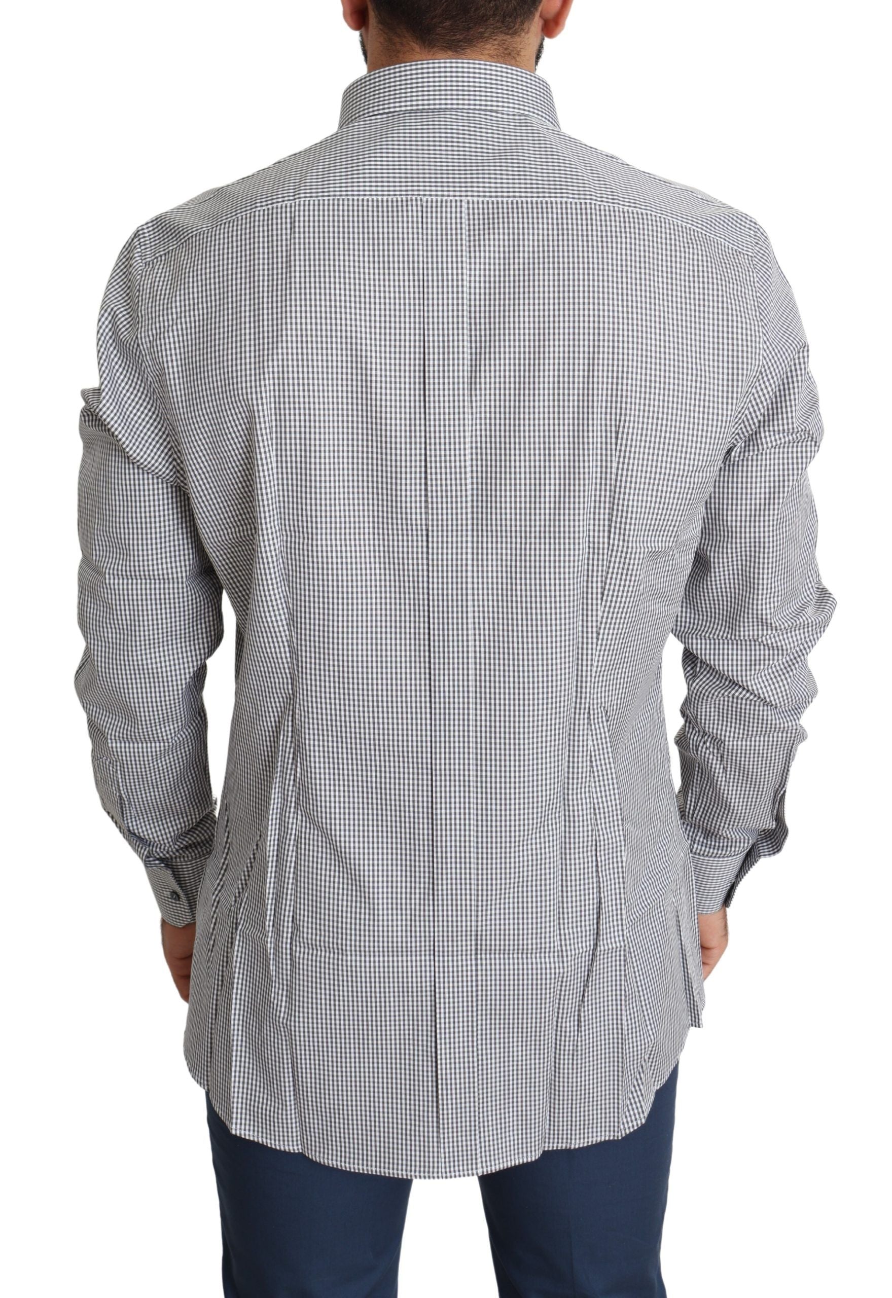 Checkered Slim Fit Cotton Dress Shirt - ventzia