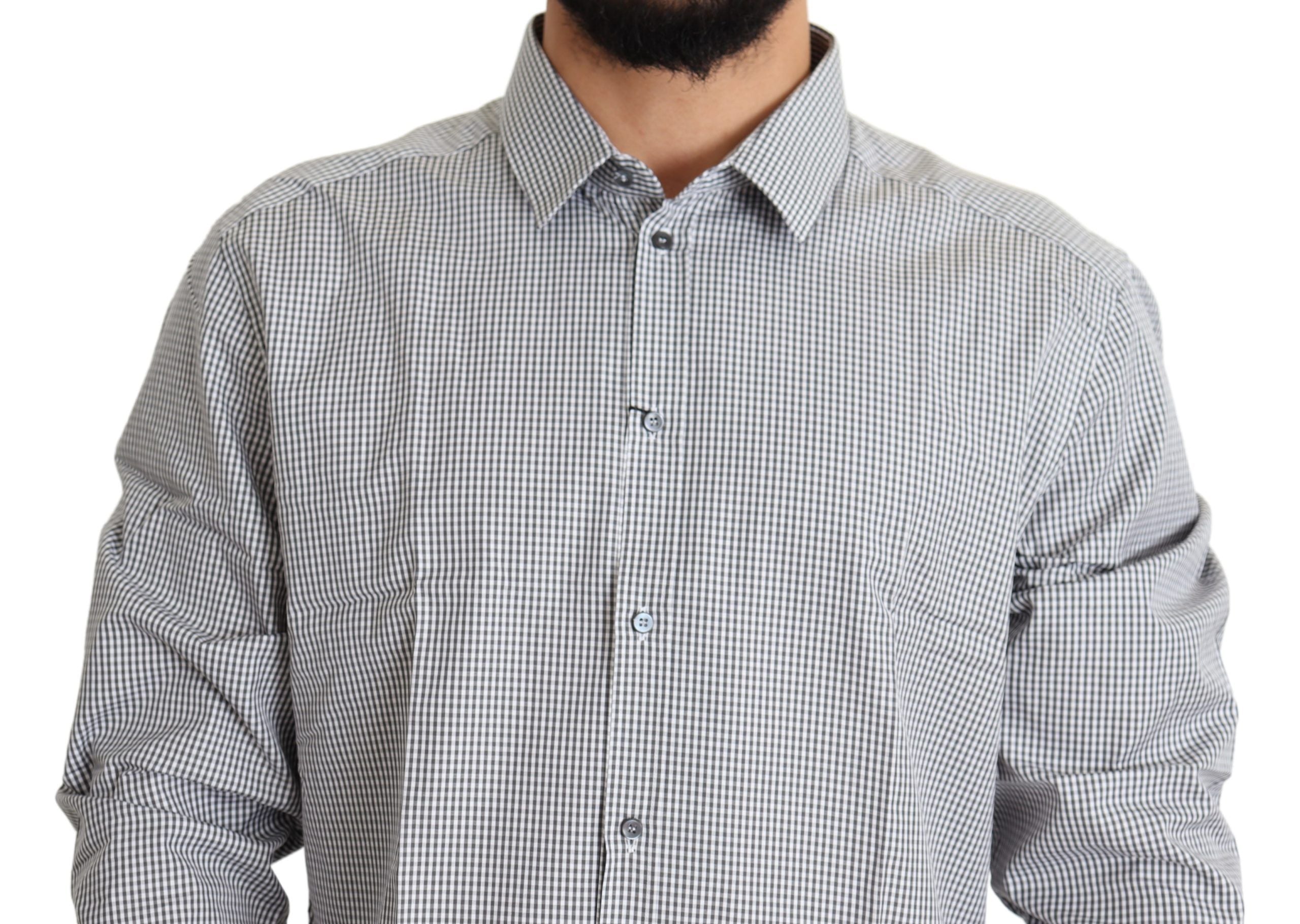 Checkered Slim Fit Cotton Dress Shirt - ventzia