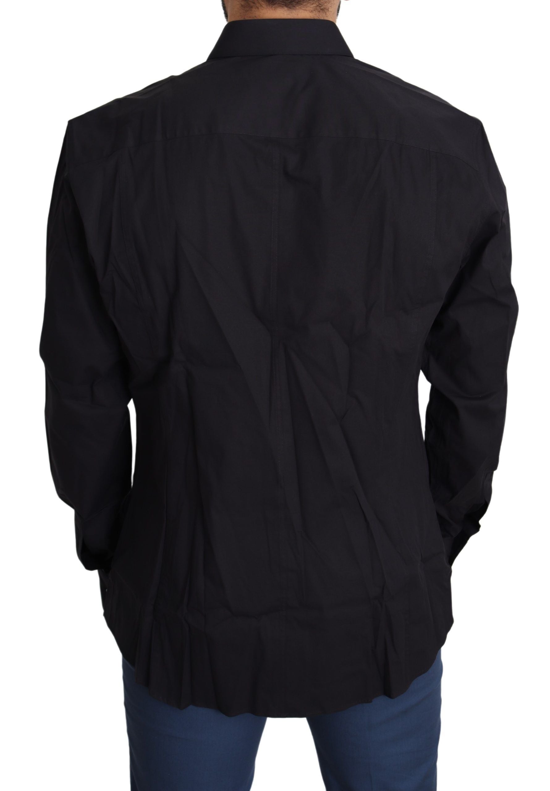 Elegant Slim Fit Black Dress Shirt - ventzia
