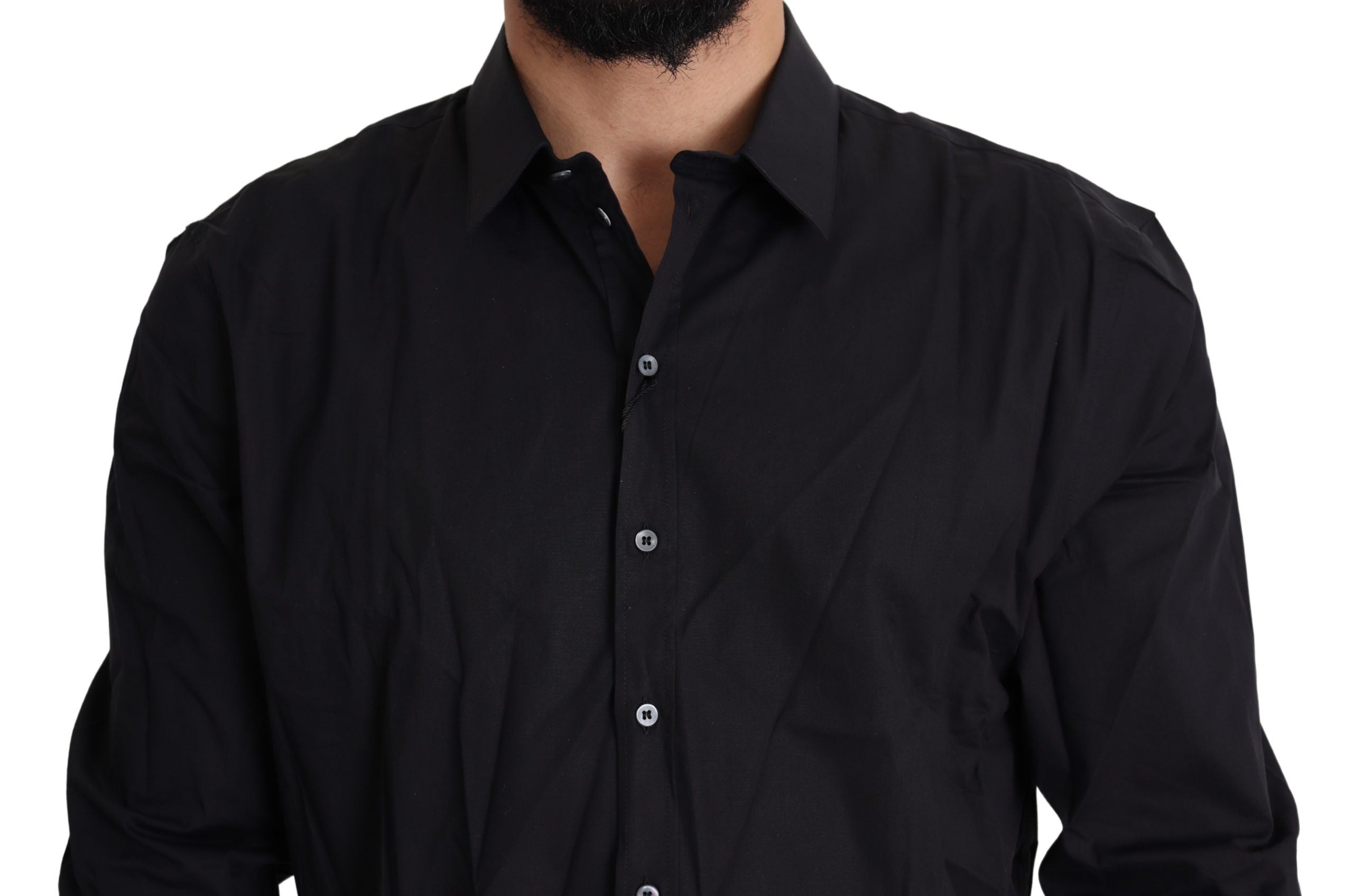 Elegant Slim Fit Black Dress Shirt - ventzia