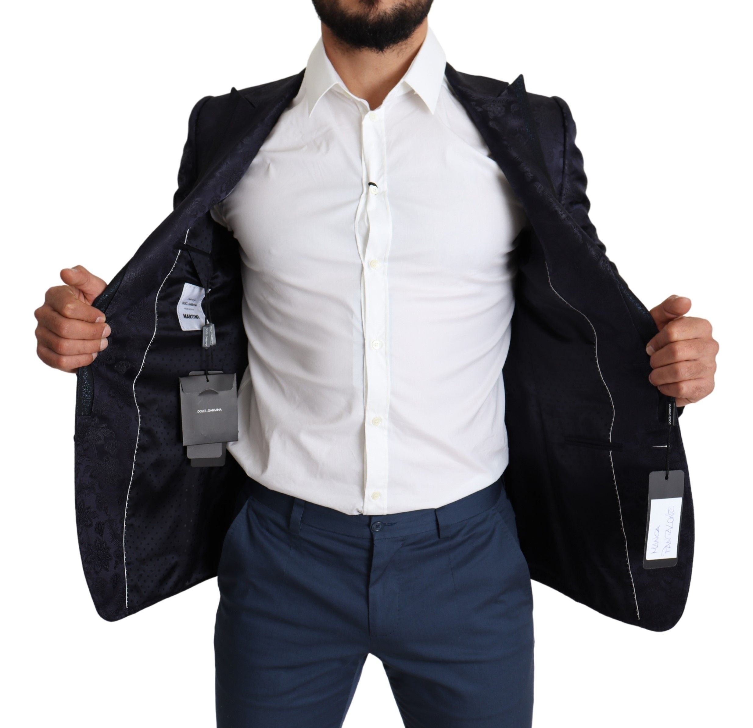 Elegant Silk Blend Martini Blazer in Blue - ventzia
