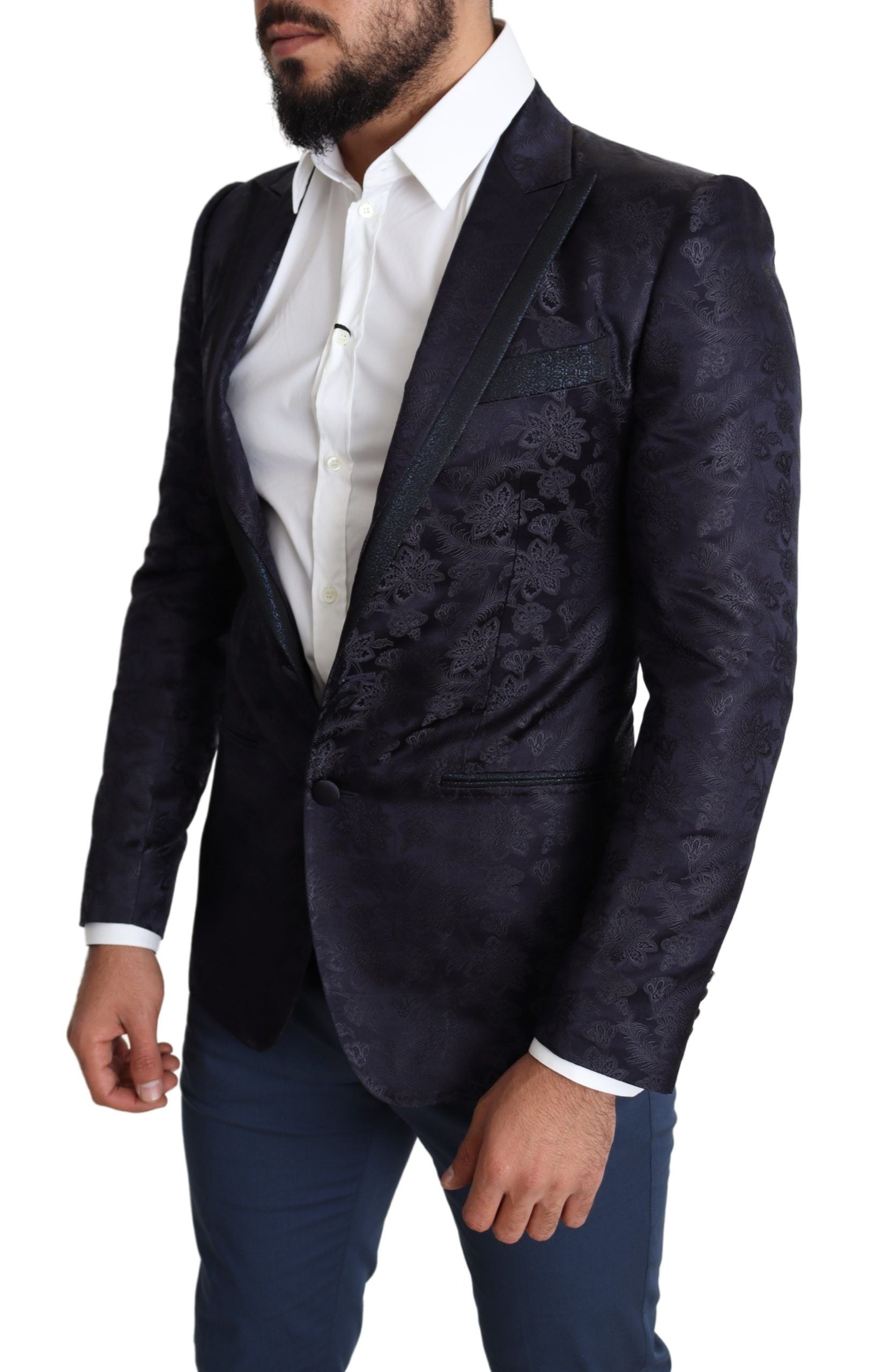 Elegant Silk Blend Martini Blazer in Blue - ventzia