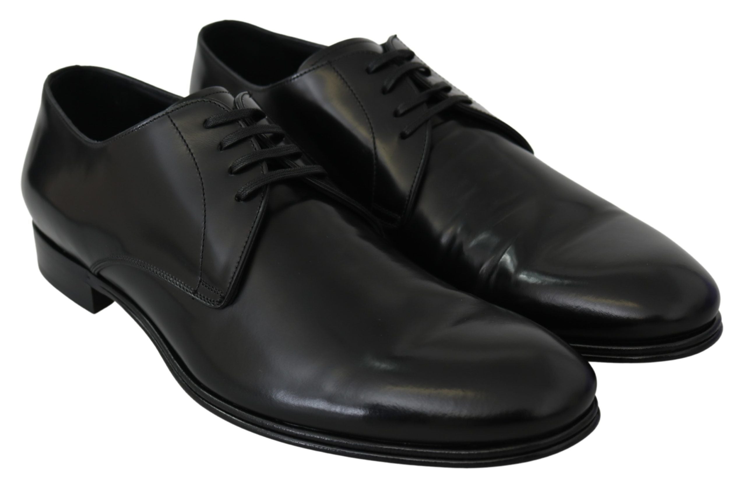 Elegant Black Leather Derby Shoes - ventzia