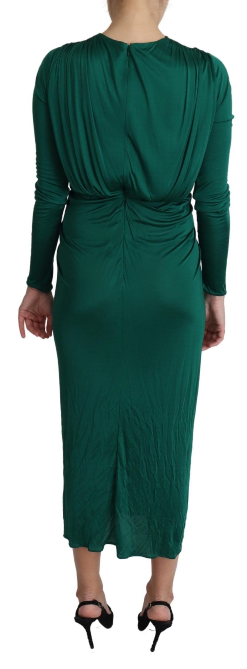 Emerald Elegance Bodycon Midi Dress - ventzia