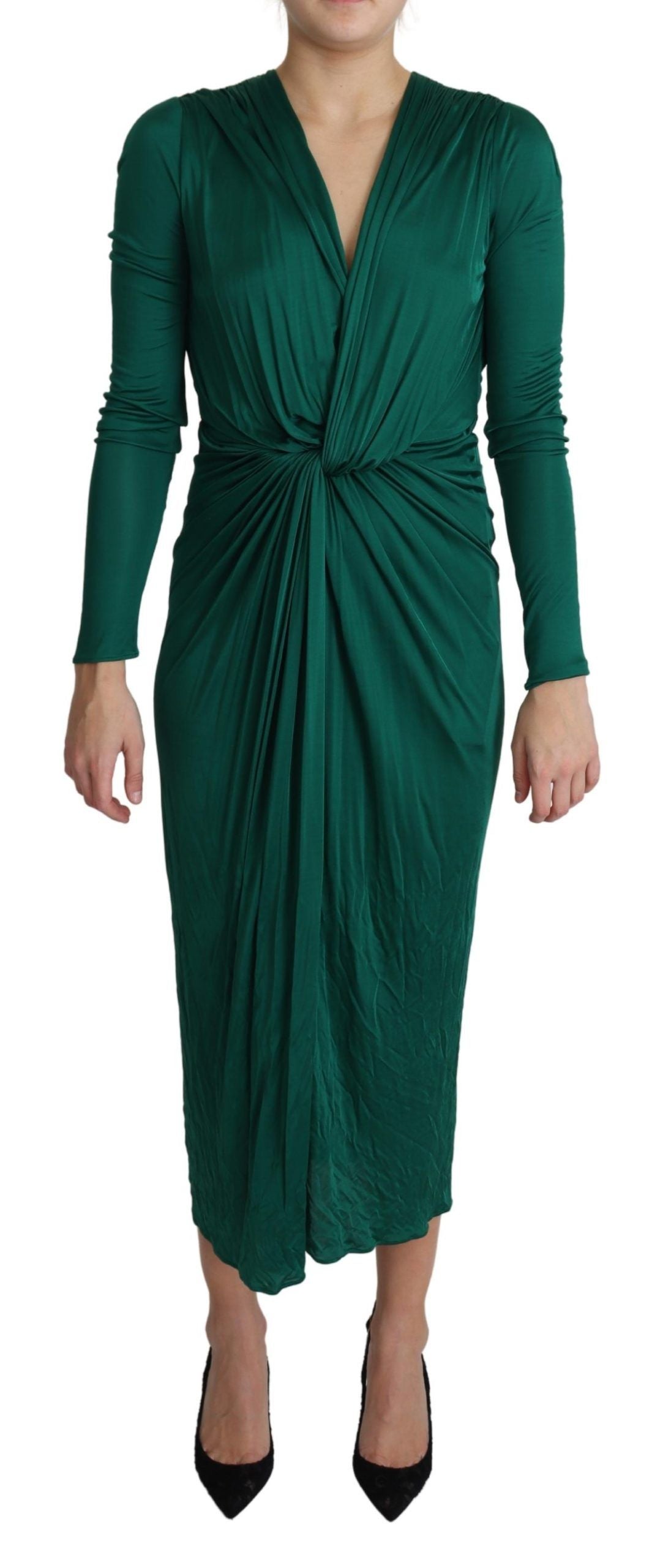 Emerald Elegance Bodycon Midi Dress - ventzia
