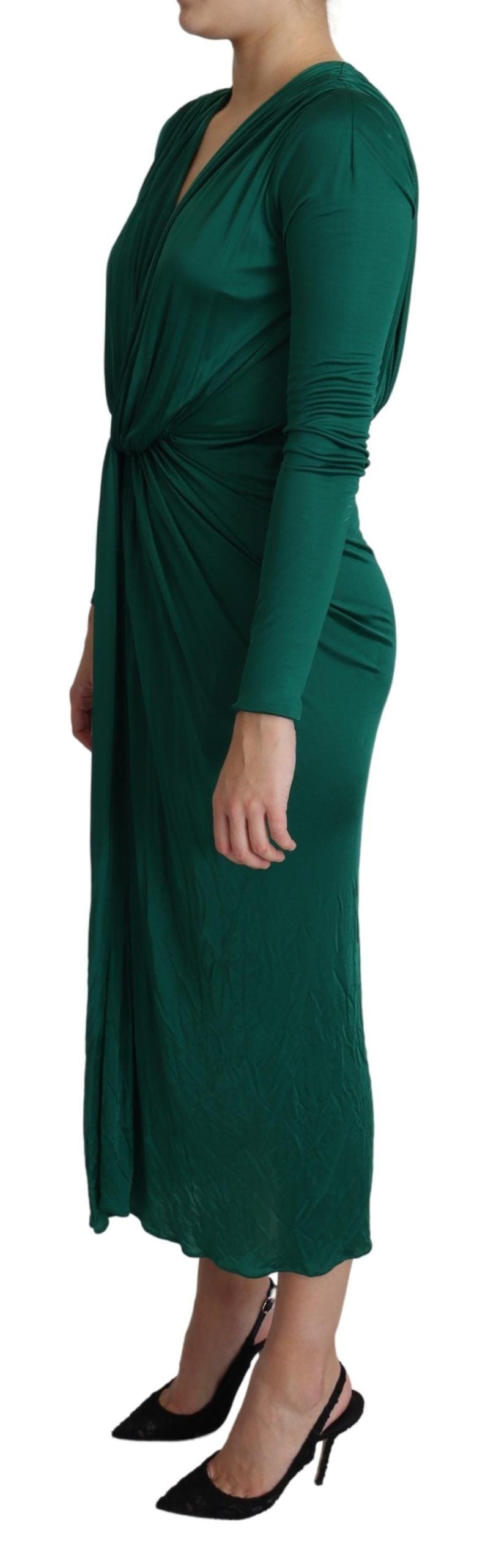 Emerald Elegance Bodycon Midi Dress - ventzia