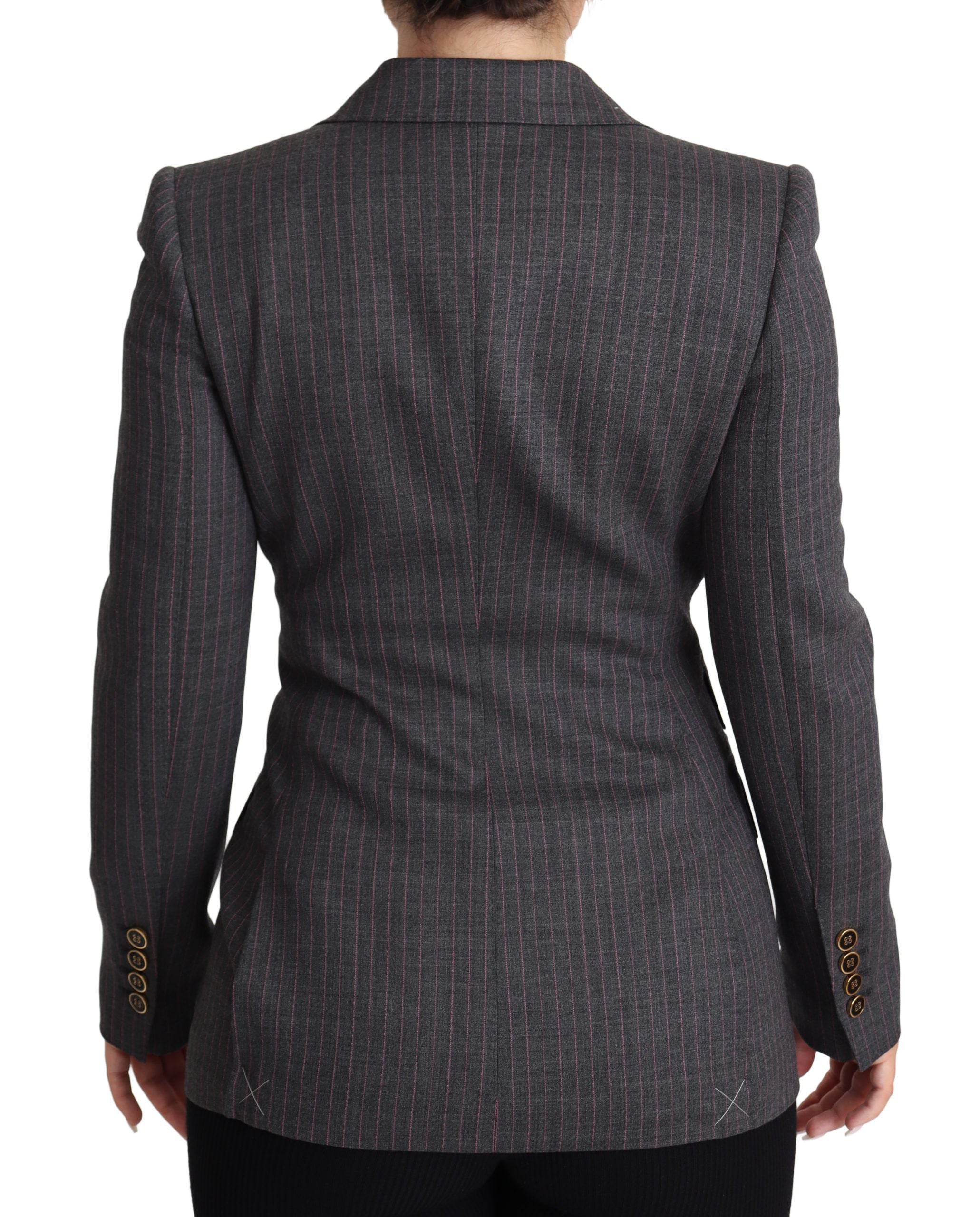 Elegant Gray Stretch Wool Blazer - ventzia
