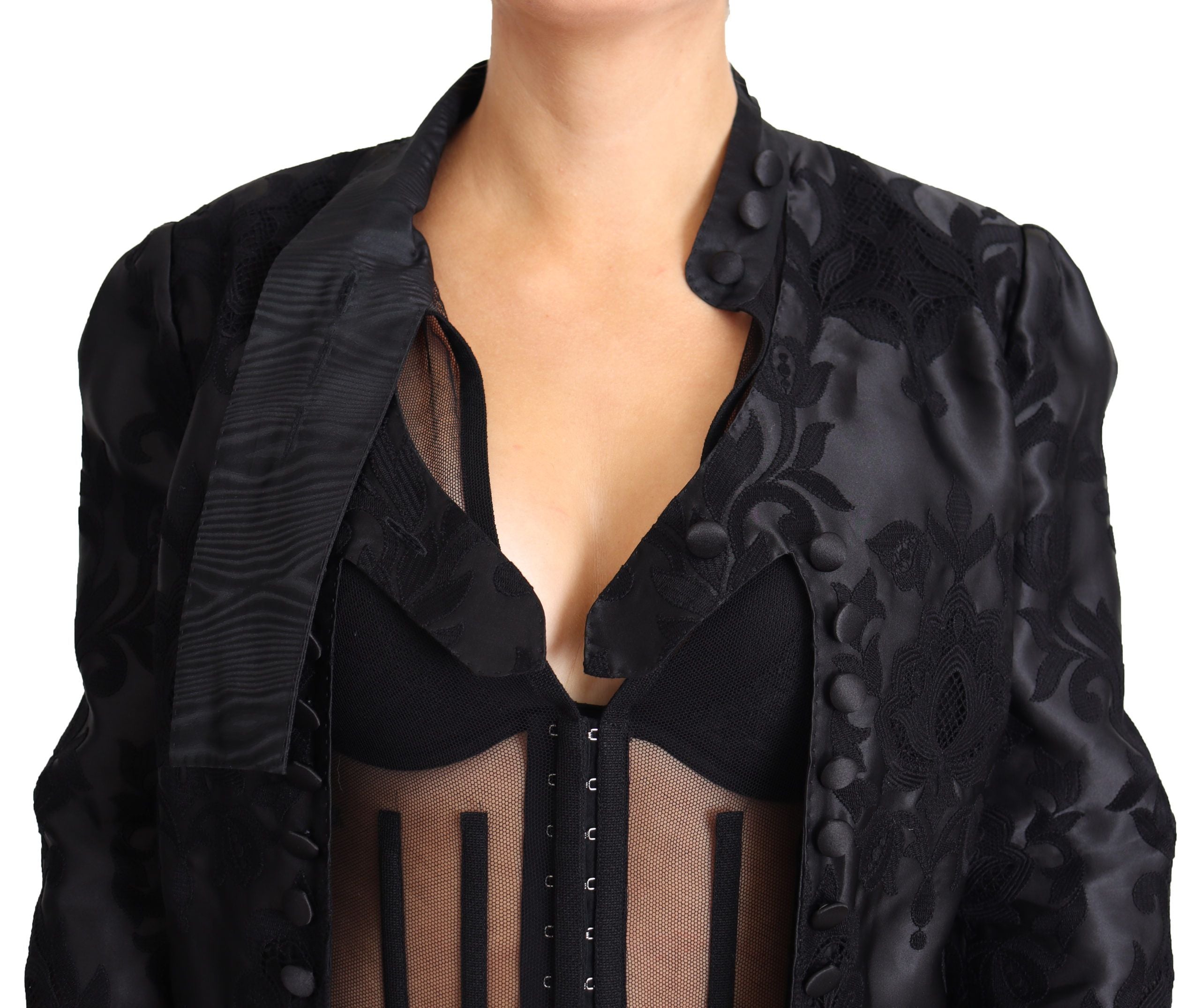 Embroidered Silk Blend Foliage Jacket - ventzia