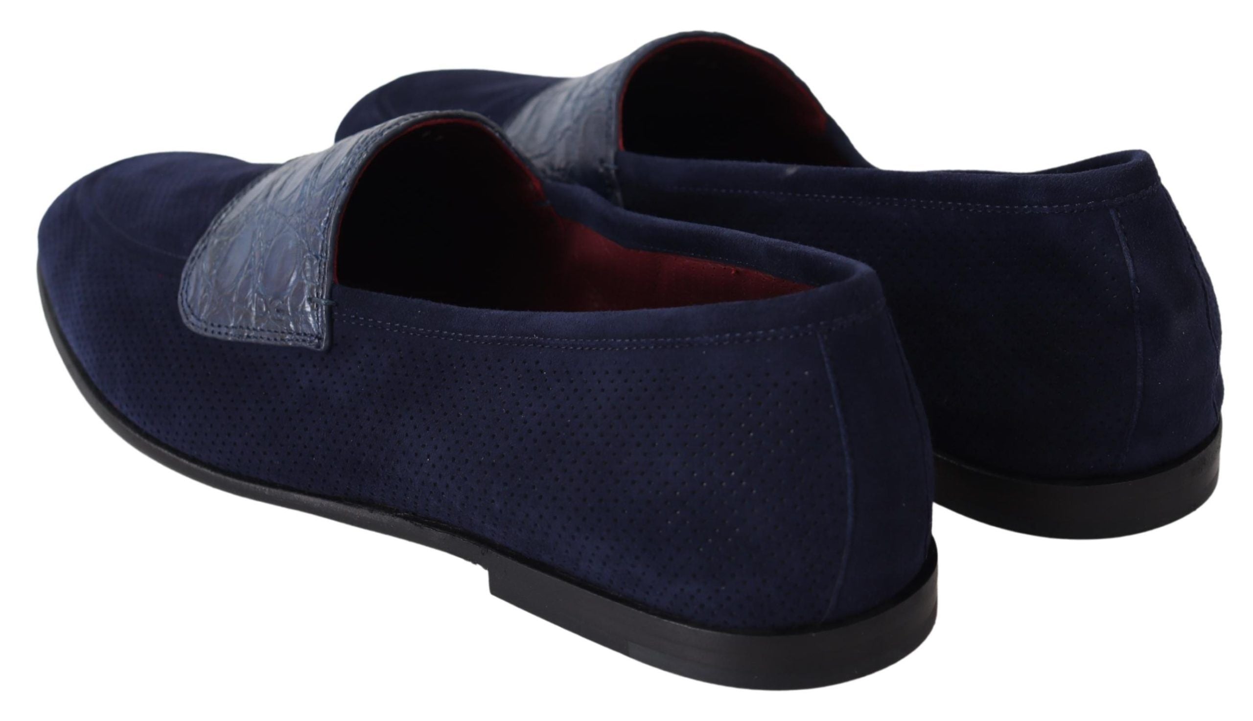 Elegant Blue Suede Leather Loafers - ventzia