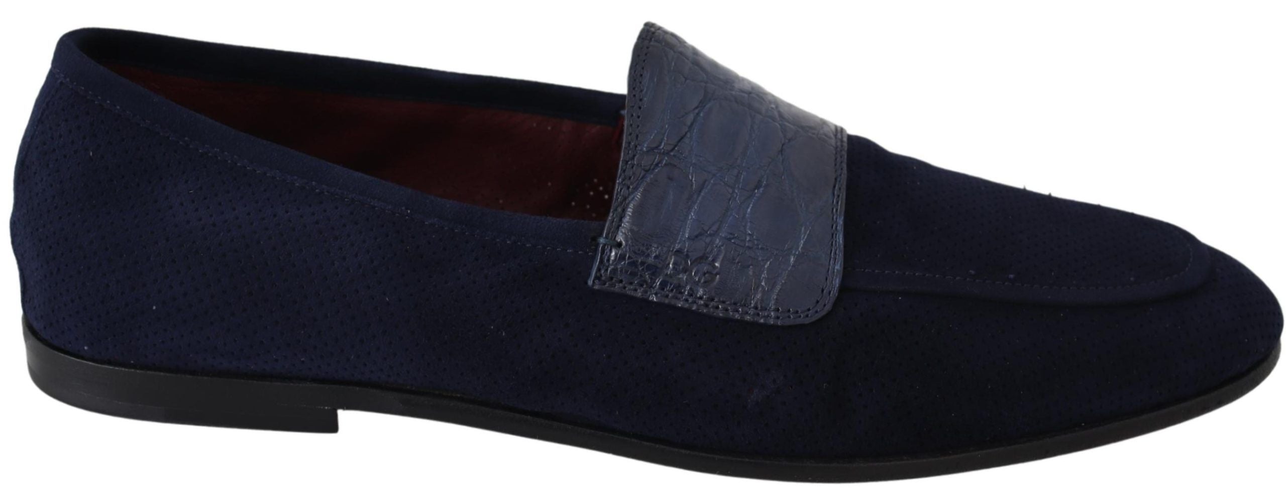 Elegant Blue Suede Leather Loafers - ventzia