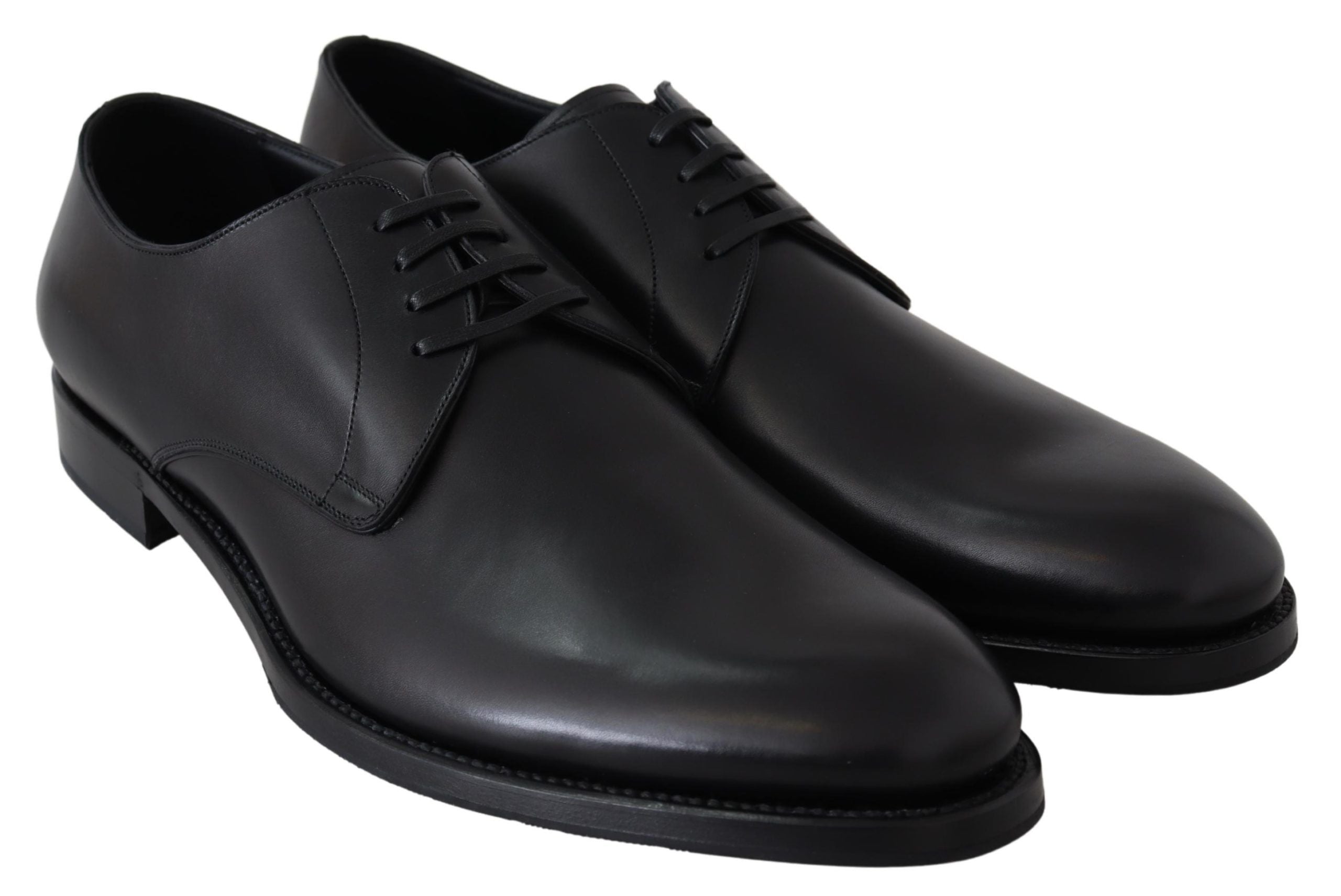 Elegant Black Leather Derby Dress Shoes - ventzia